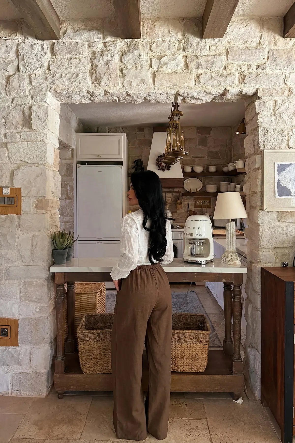 Kahverengi Önden Bağlamalı Pantolon