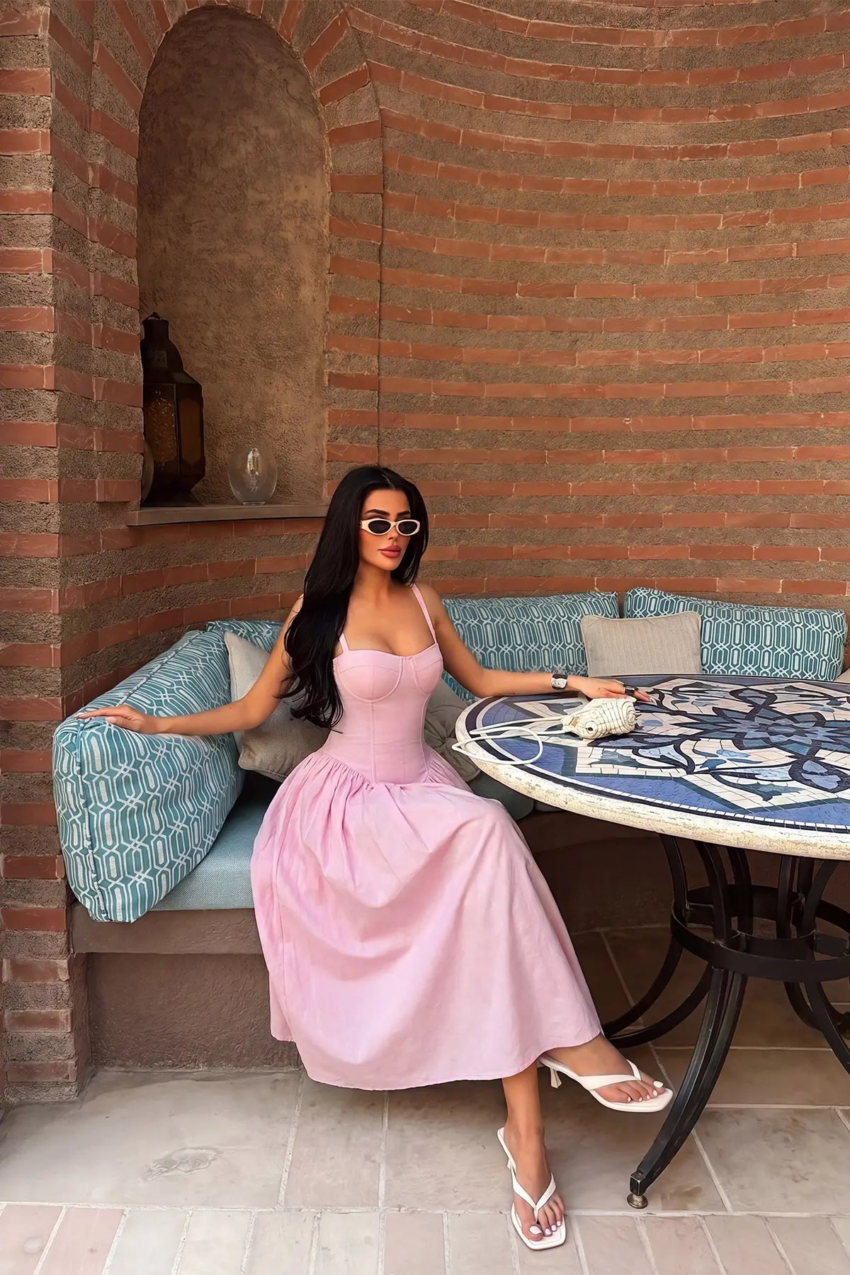 Pembe Askılı Elbise