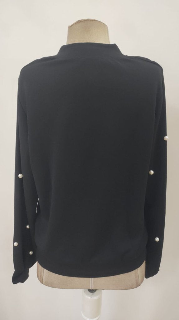 Kadın Uzun Kollu önden Fermuarlı Incili Kısa Modal Ceket, 38680