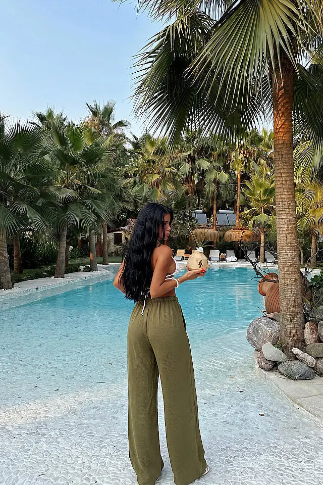Yeşil Bağlamalı Pantolon