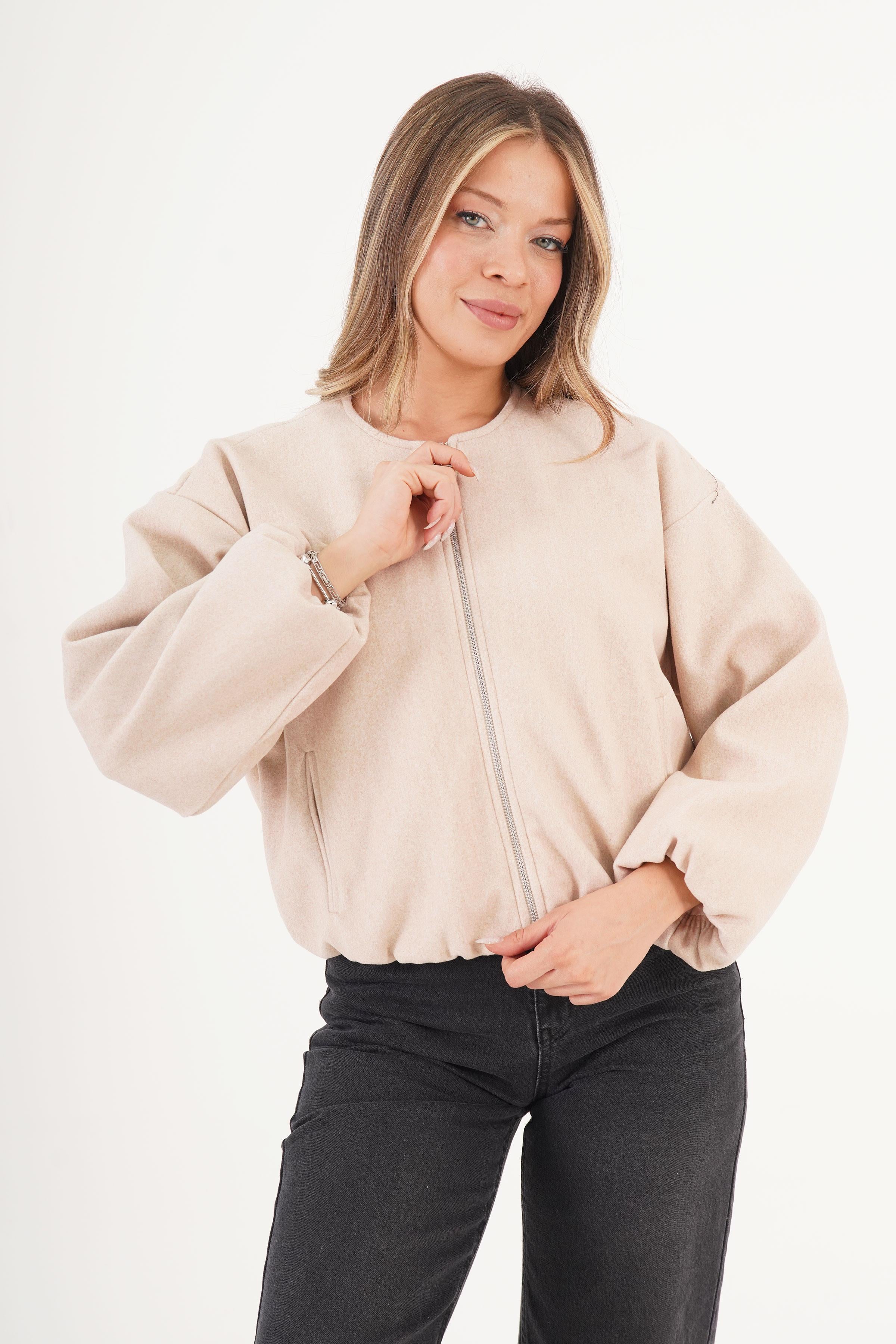 Fermuarlı İç Astarlı Bomber Taş Toptan Ceket