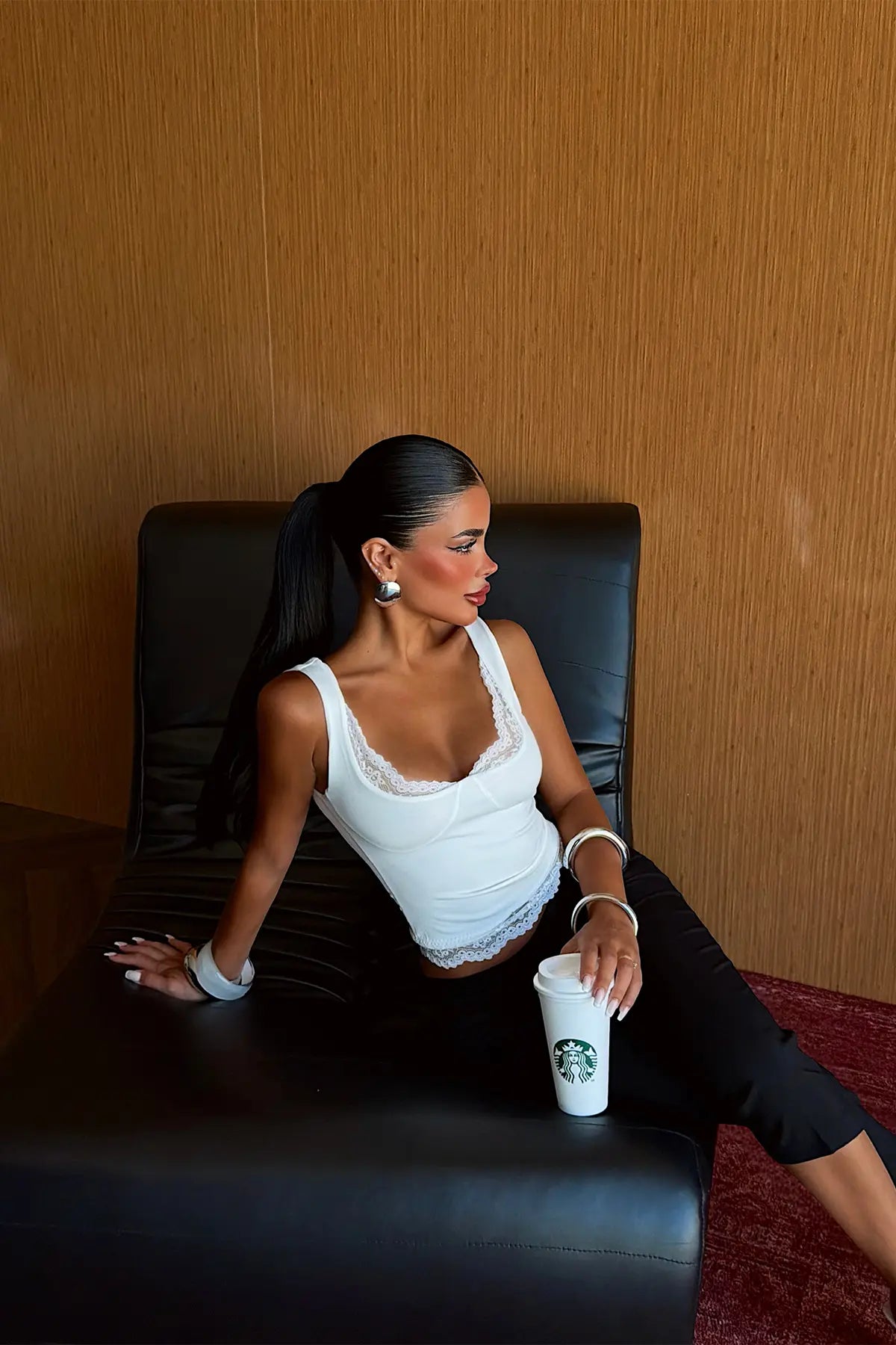Beyaz Dantel Detay Crop Top