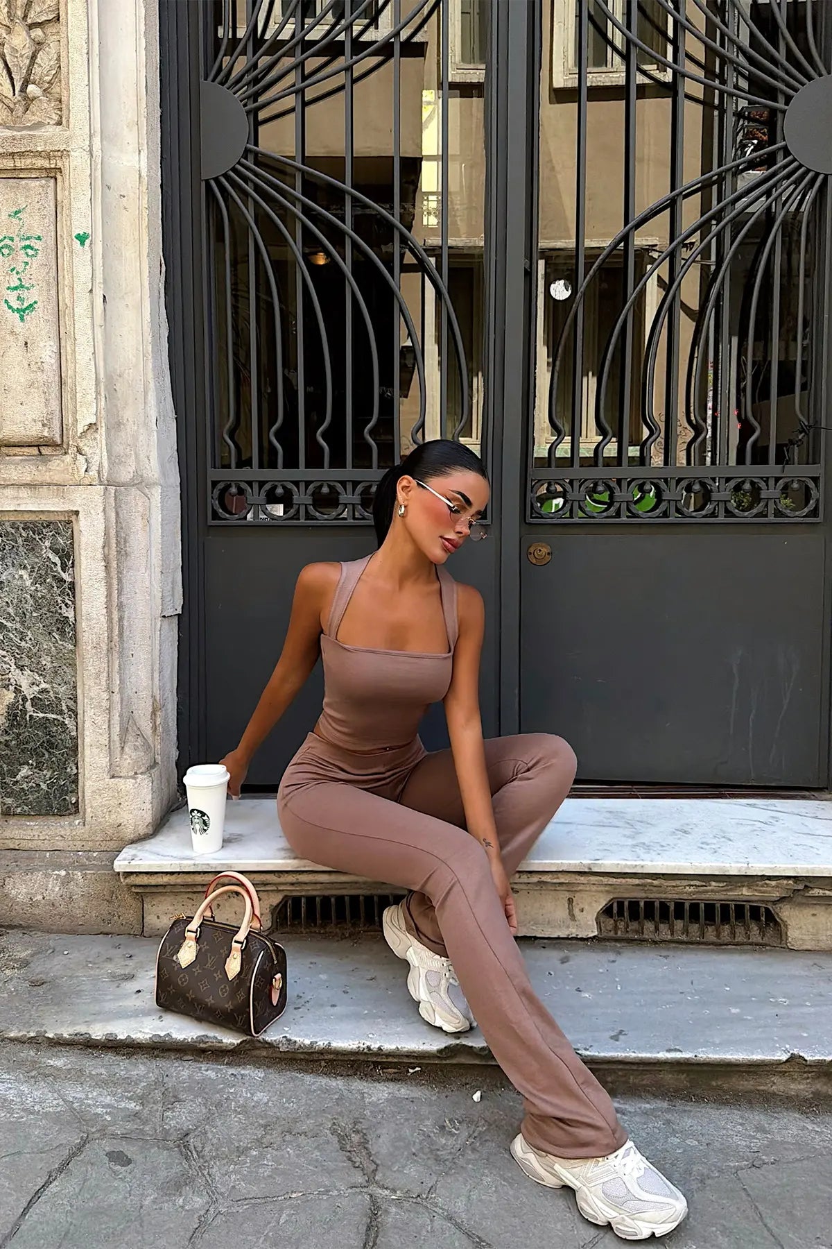 Kahverengi Solis 2 li Yoga Set