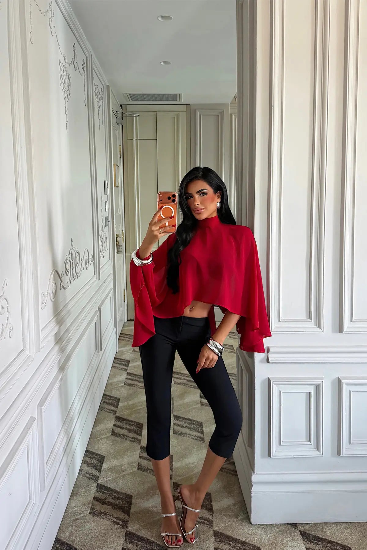 Kırmızı Transparan Bluz