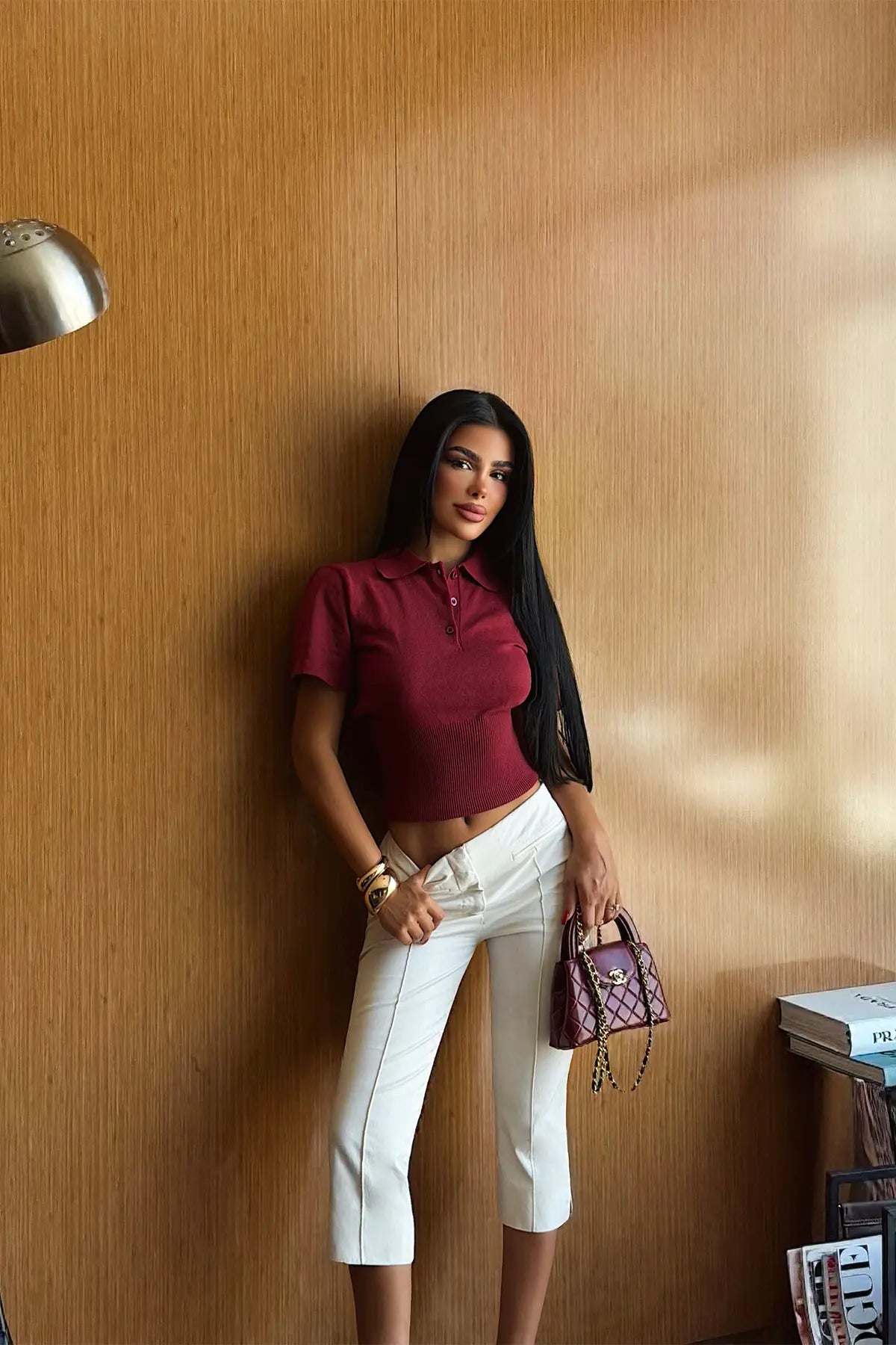 Bordo Polo Yaka Triko Tişört