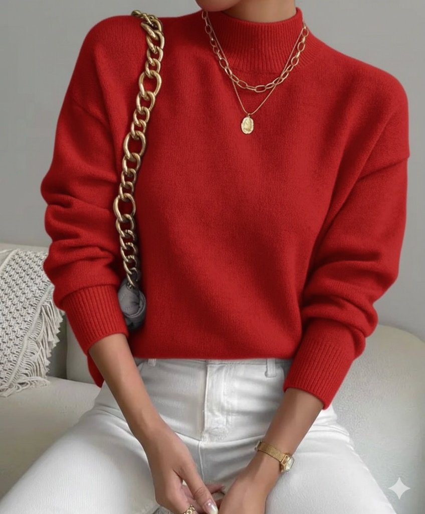Women's Long Sleeve Turtleneck Knit Blouse, 29722