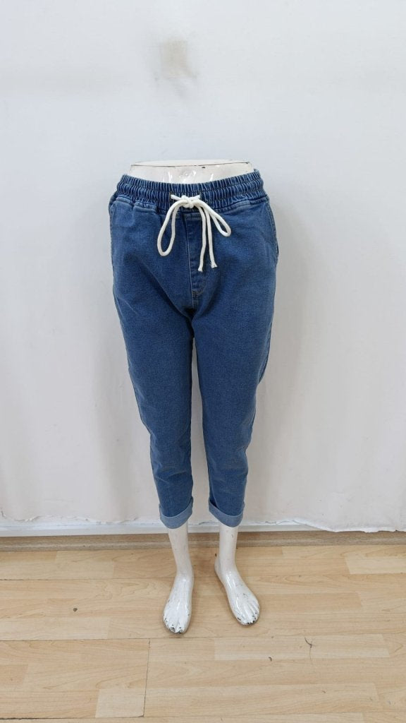 Kadın Yüksek Bel Bağcıklı Kot Pantolon , 29749