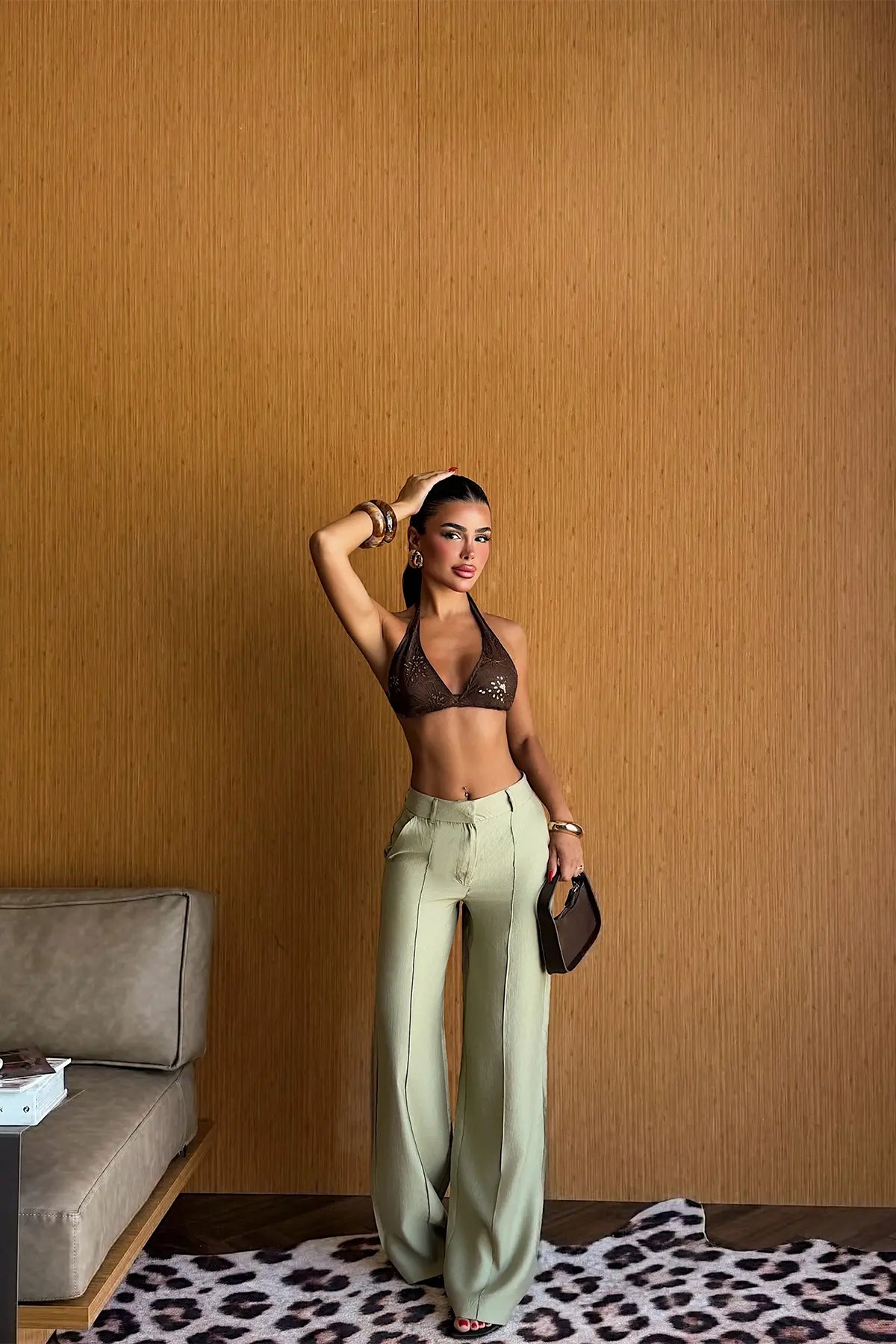 Haki Basic Kemer Detay Pantolon