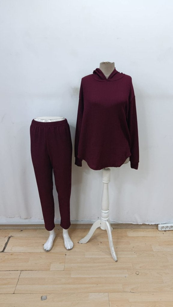 Kadın Uzun Kollu Kapşonlu Meloni Bluz Ve Pantolon Ikili Takım, 29949
