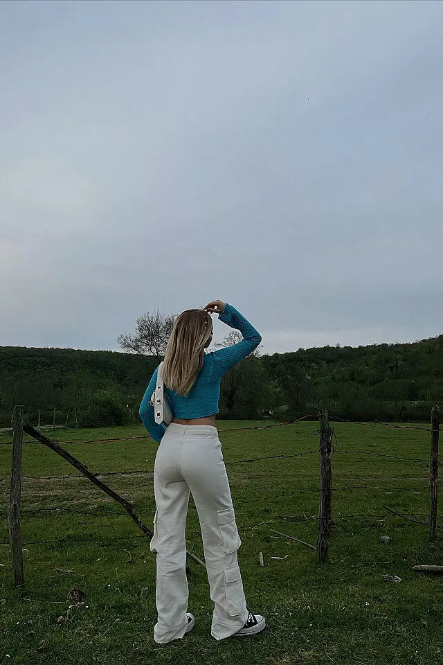 Beyaz Kargo Cepli Jean