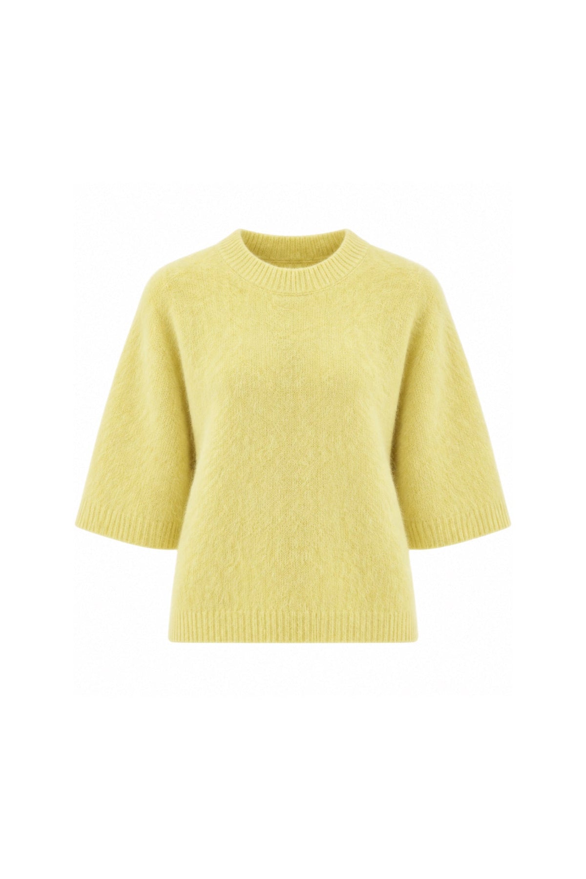 Bisiklet Yaka Oversize Dokulu Bluz - Beyaz