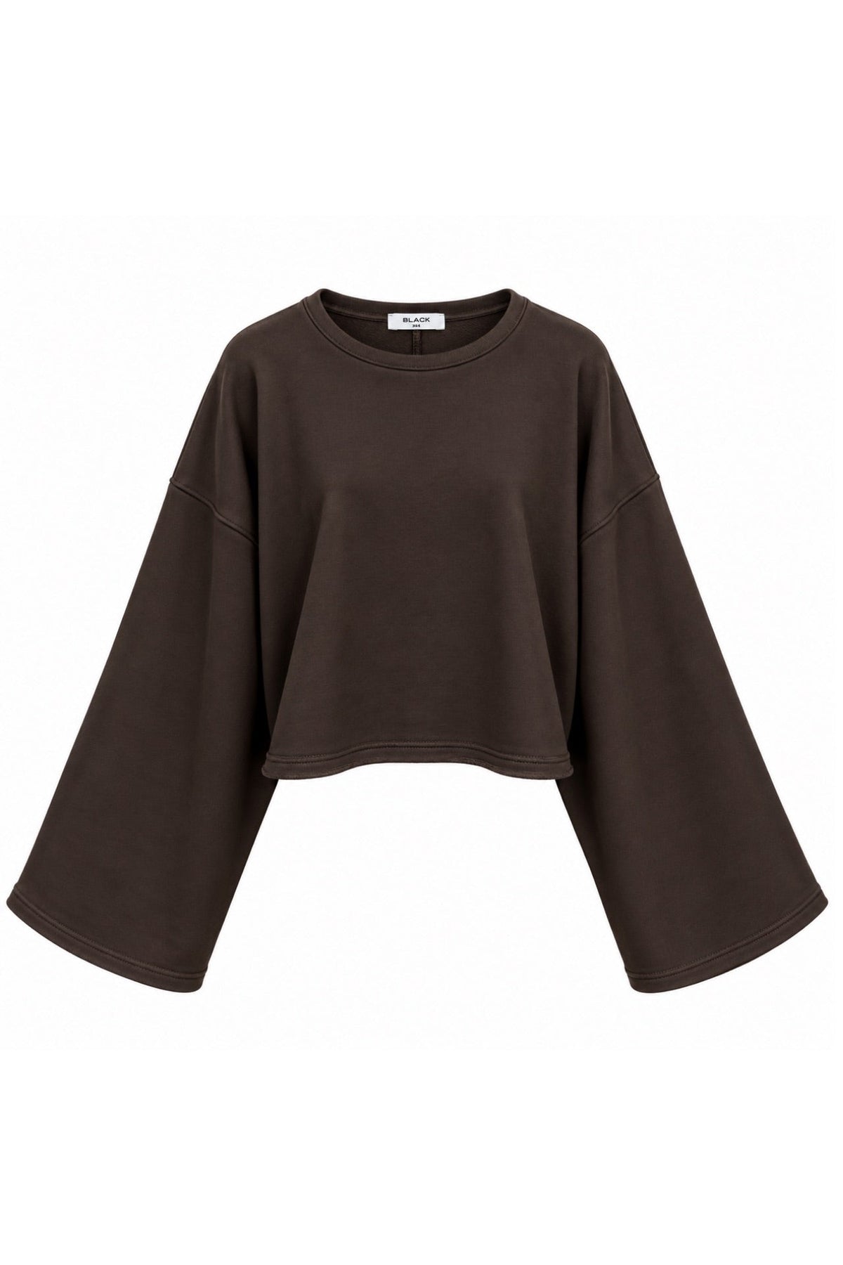 Geniş Kol Bisiklet Yaka Basic Sweatshirt - Beyaz