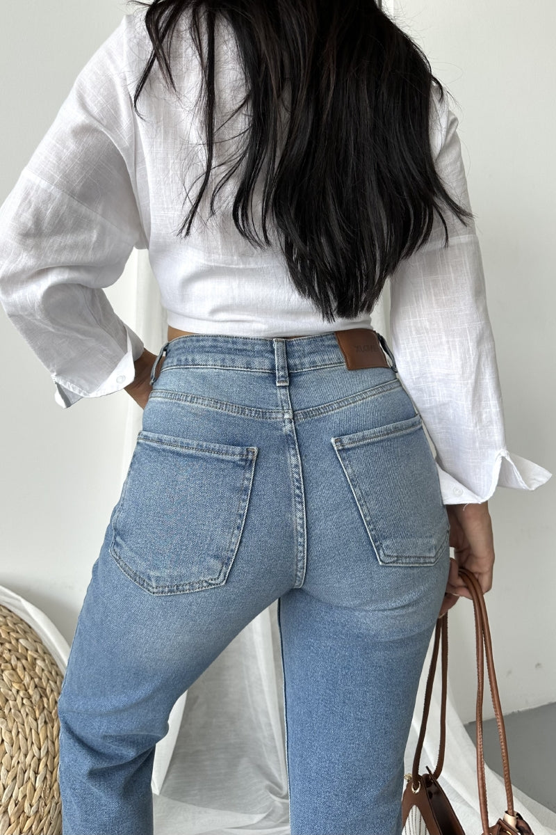 Mom Fit Kot Pantolon 7064 - Açık Mavi Kot - (28-33) - 2