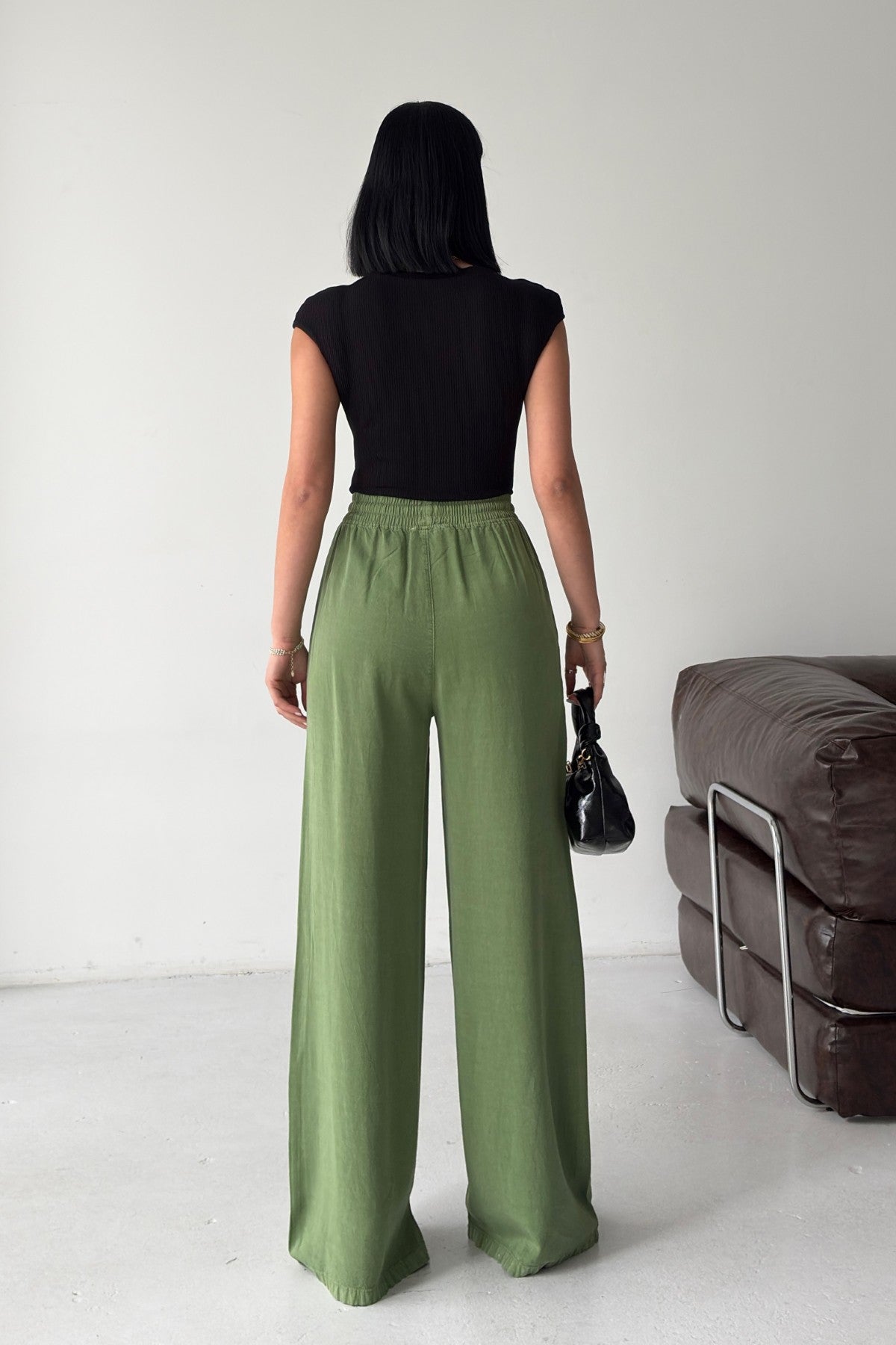 Lastikli Palazzo Pantolon HS708 - Açık Fıstık - (S-XL) - 2