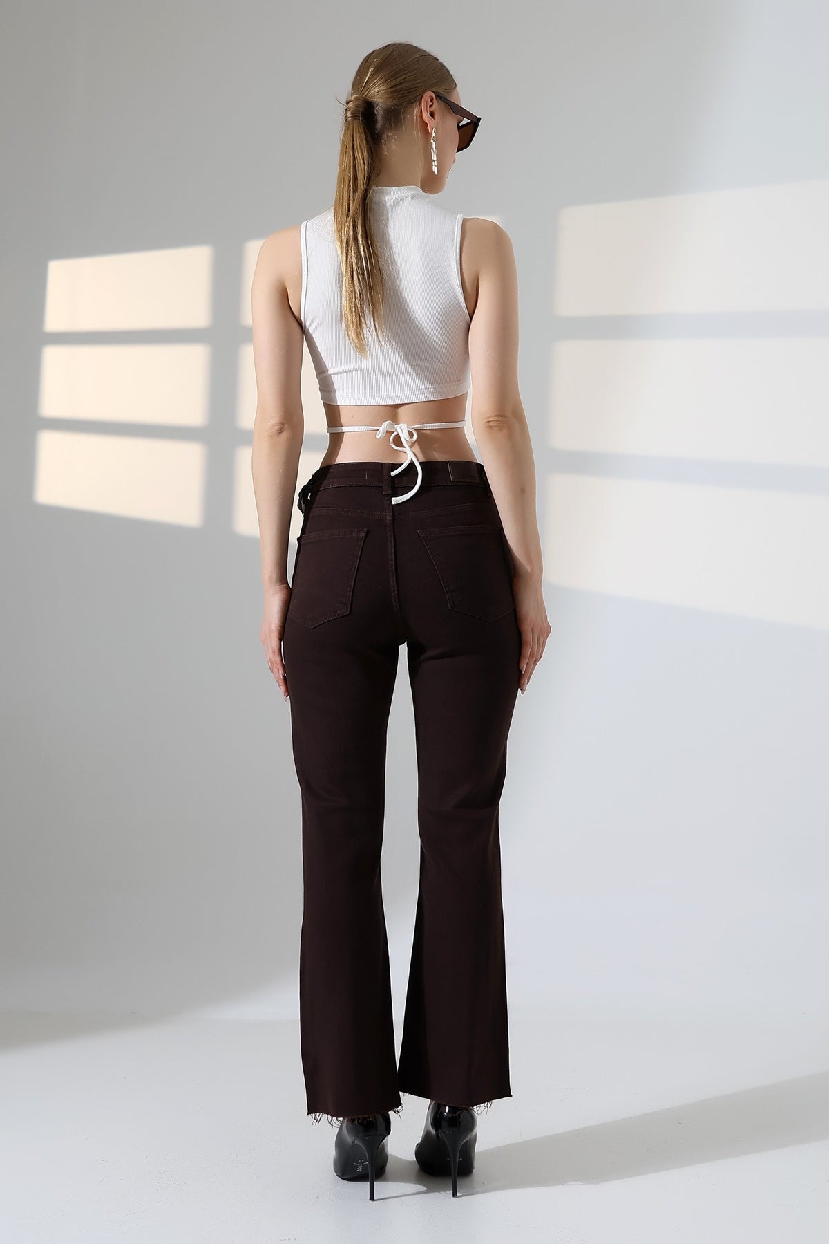 İspanyol Mom Fit Kot Pantolon 1706 - Kahverengi - (28-33) - 2