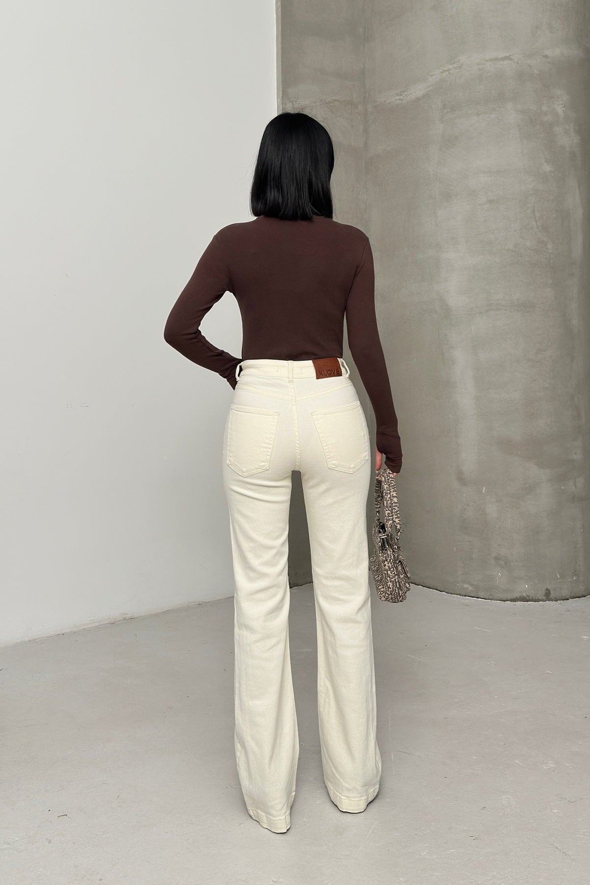 Dikişli Paça Bol Paça Relax Kot Pantolon 7026 - Naturel - (26-31) - 2