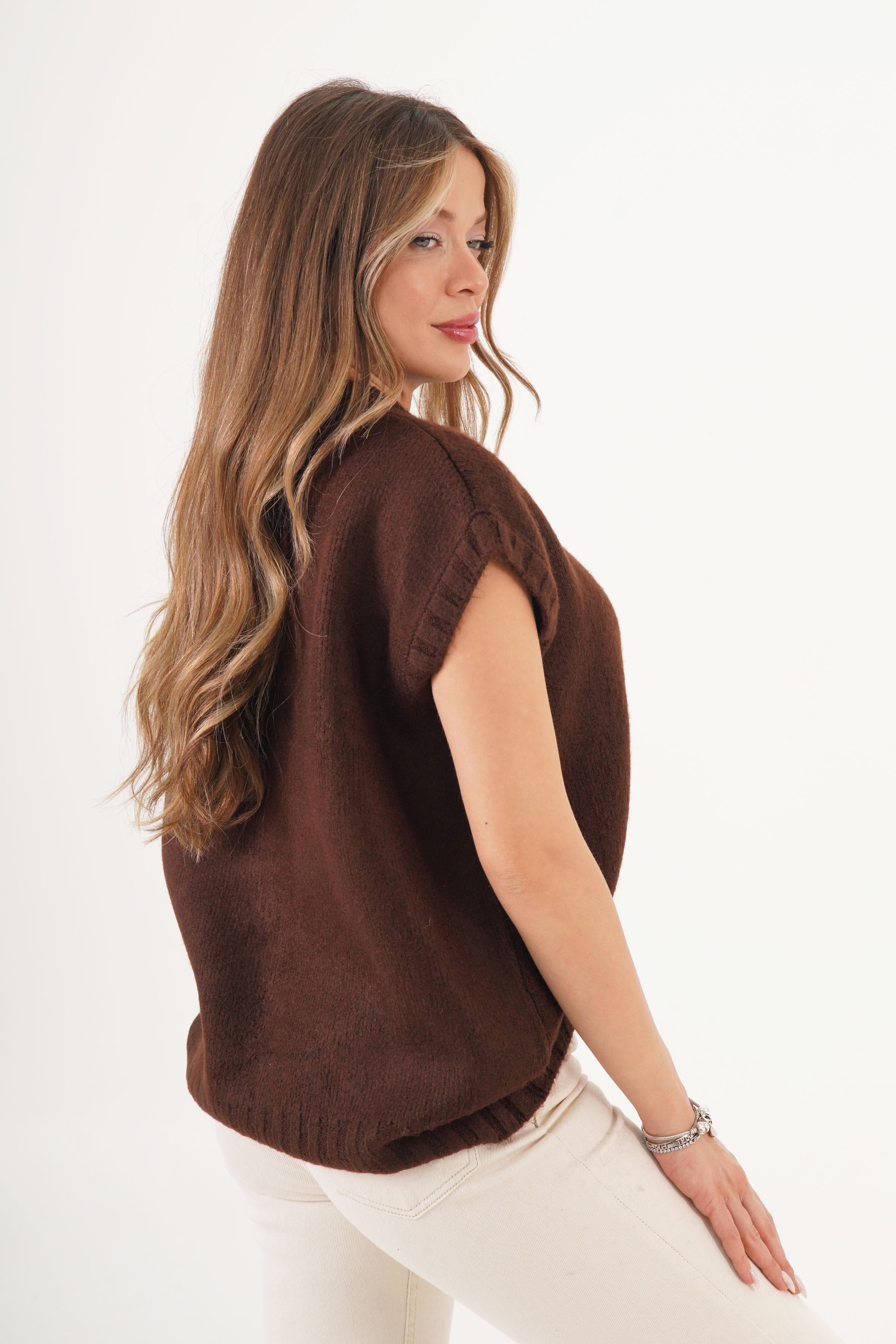 Bisiklet Yaka D Kesim Toptan Kahve Süveter