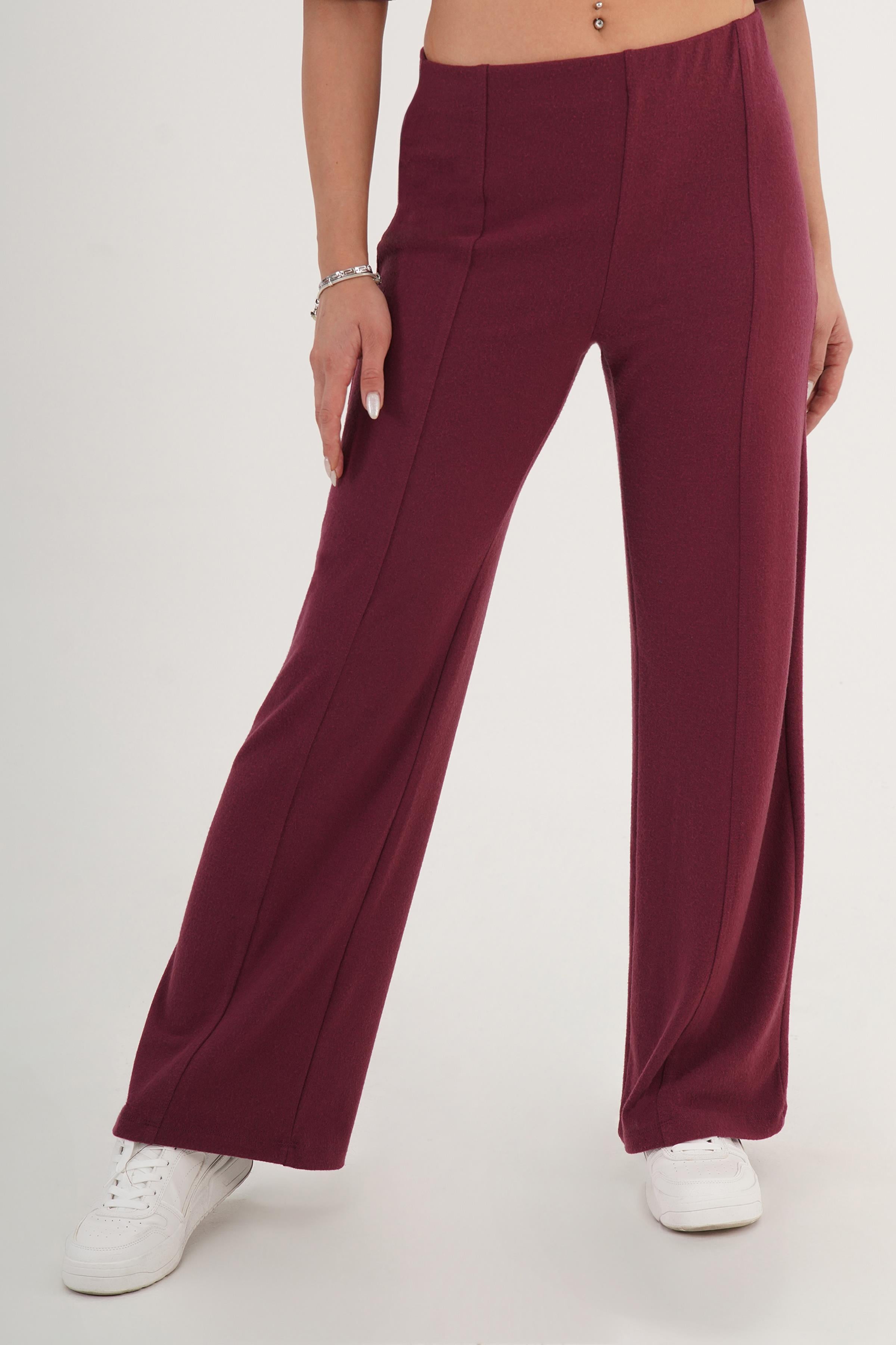 Beli Lastikli Yumoş Bordo Toptan Pantolon
