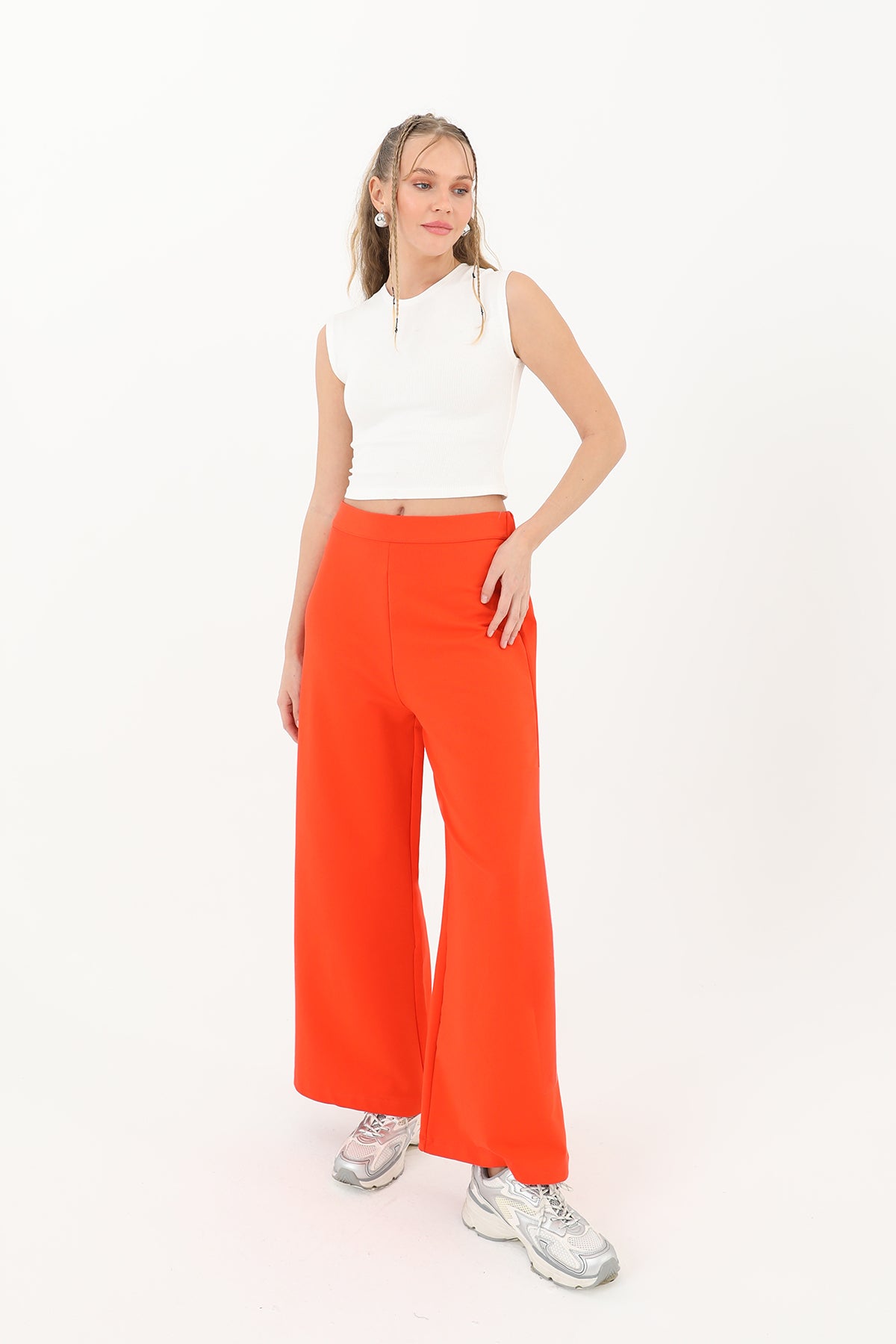 Kadın Geniş Paça Pantolon - 30007PNT - LIGHT RED