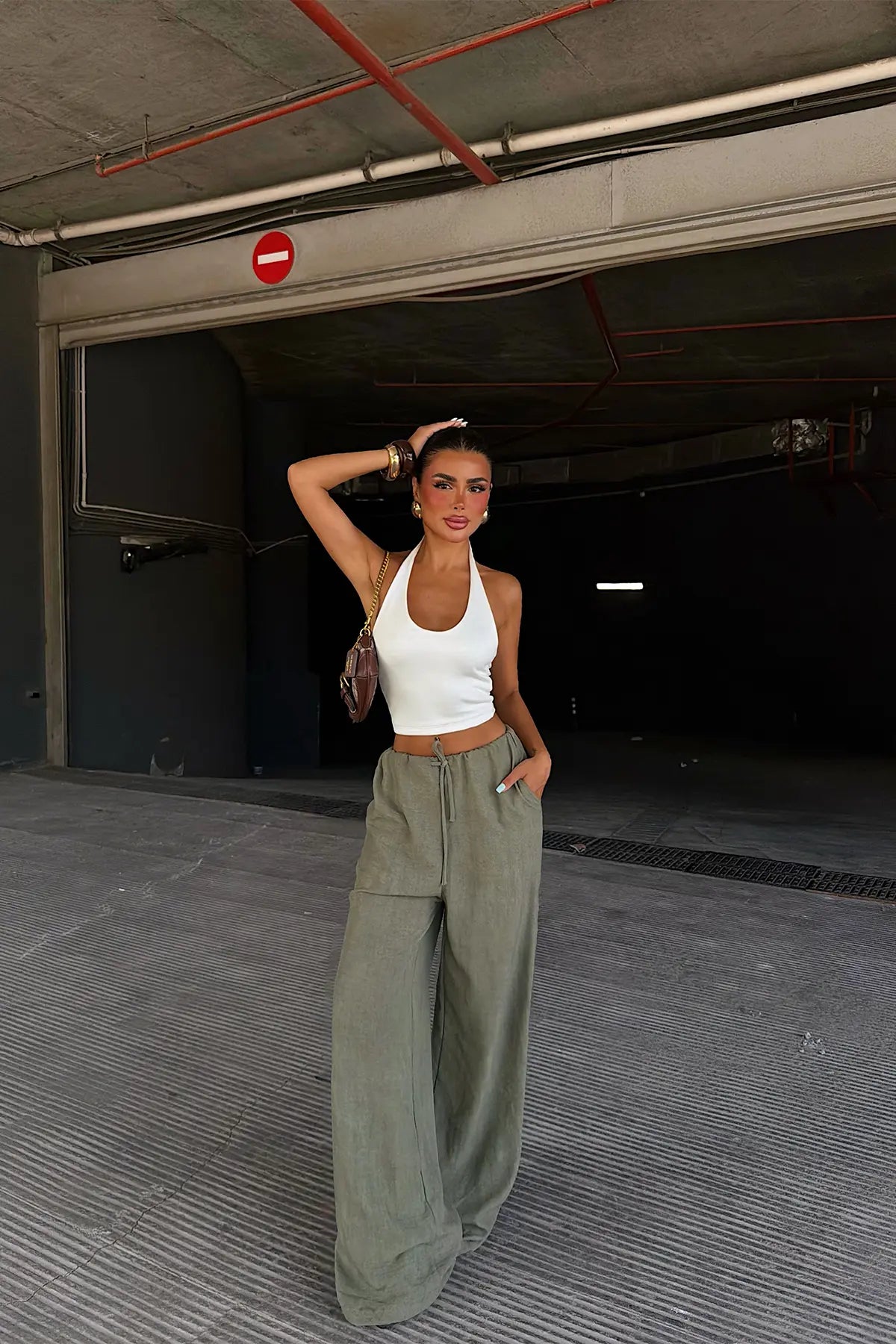 Yeşil Bağlamalı Pantolon