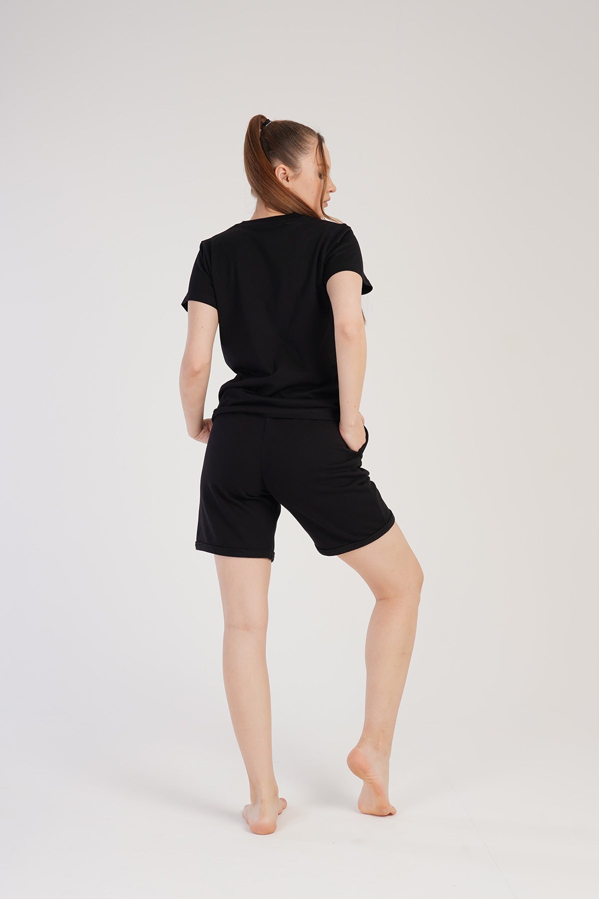 KADIN P.SUPREM/3IPLIK O YAKA KISA KOL DOUBLE PACA CEPLI SORT TAKIM