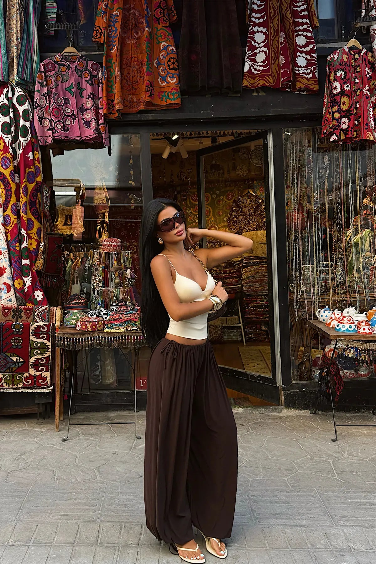 Acı Kahverengi Bağlamalı Pantolon