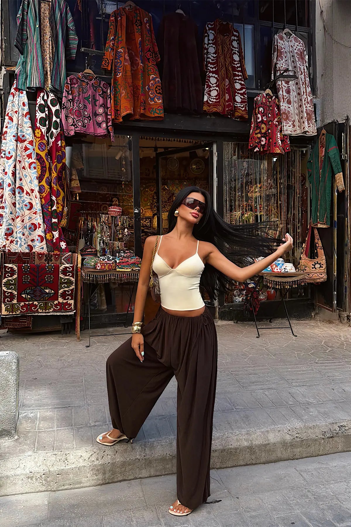 Acı Kahverengi Bağlamalı Pantolon