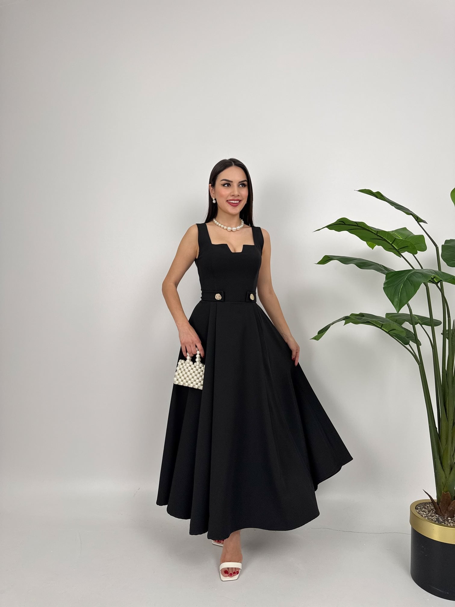 3023 KEMERİ DÜĞMELİ ELBİSE