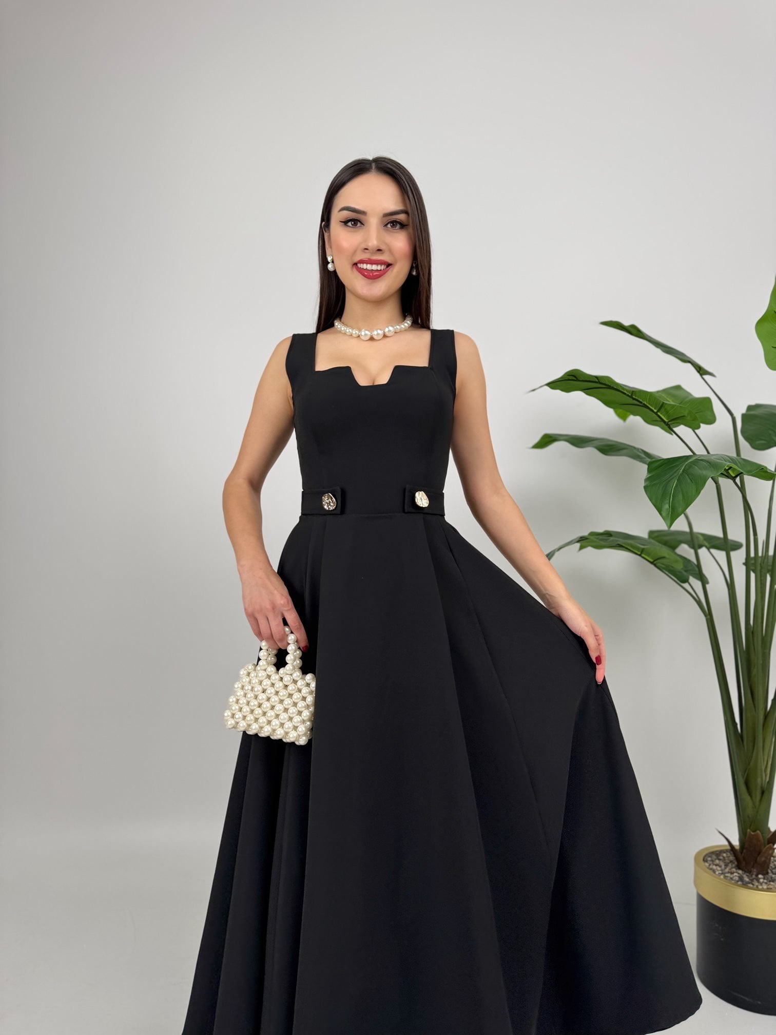 3023 KEMERİ DÜĞMELİ ELBİSE