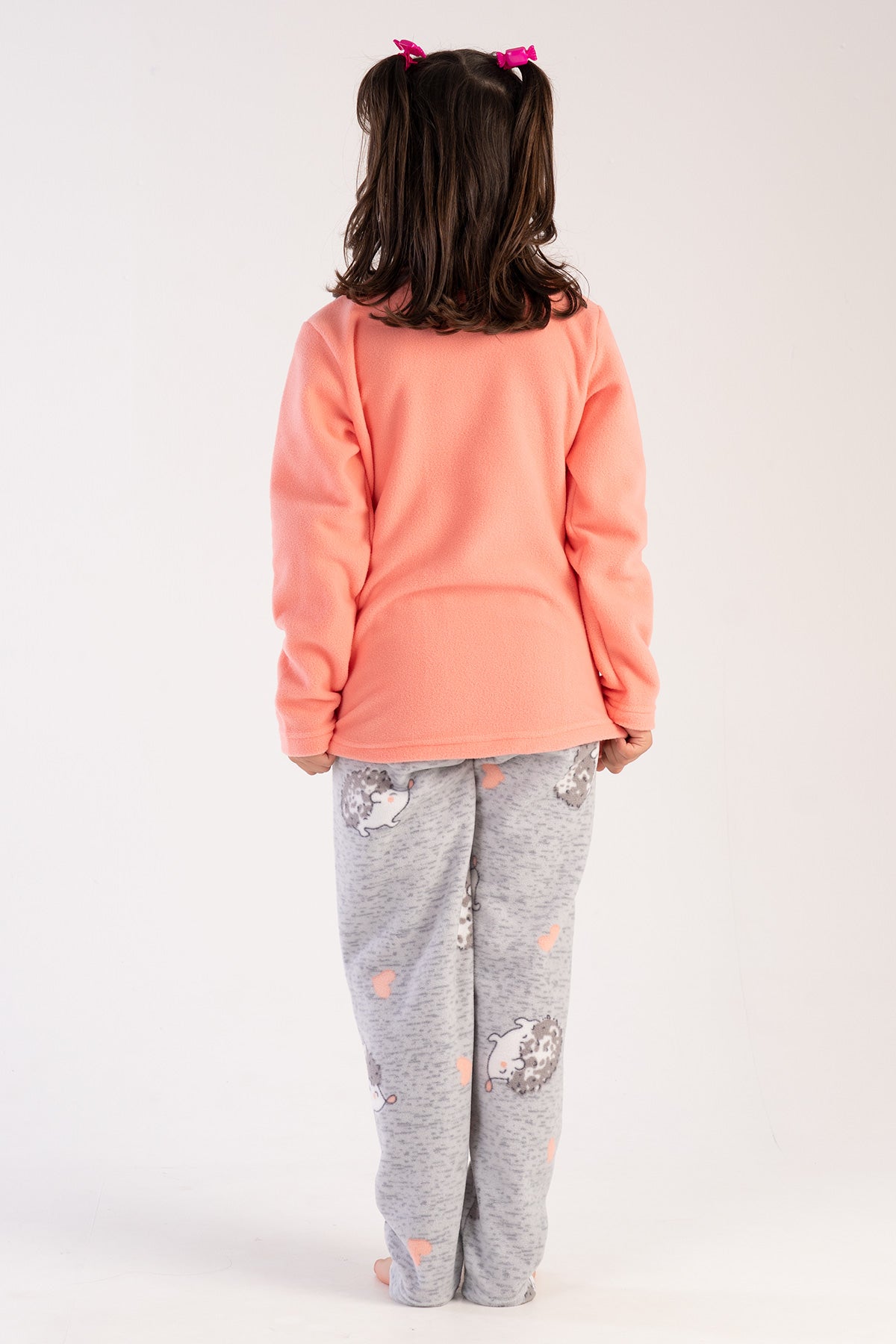 KIZ COCUK POLAR O YAKA UZUN KOL ETEGI OVAL PIJAMA TAKIM(7-8/13-14) - SEFTALI