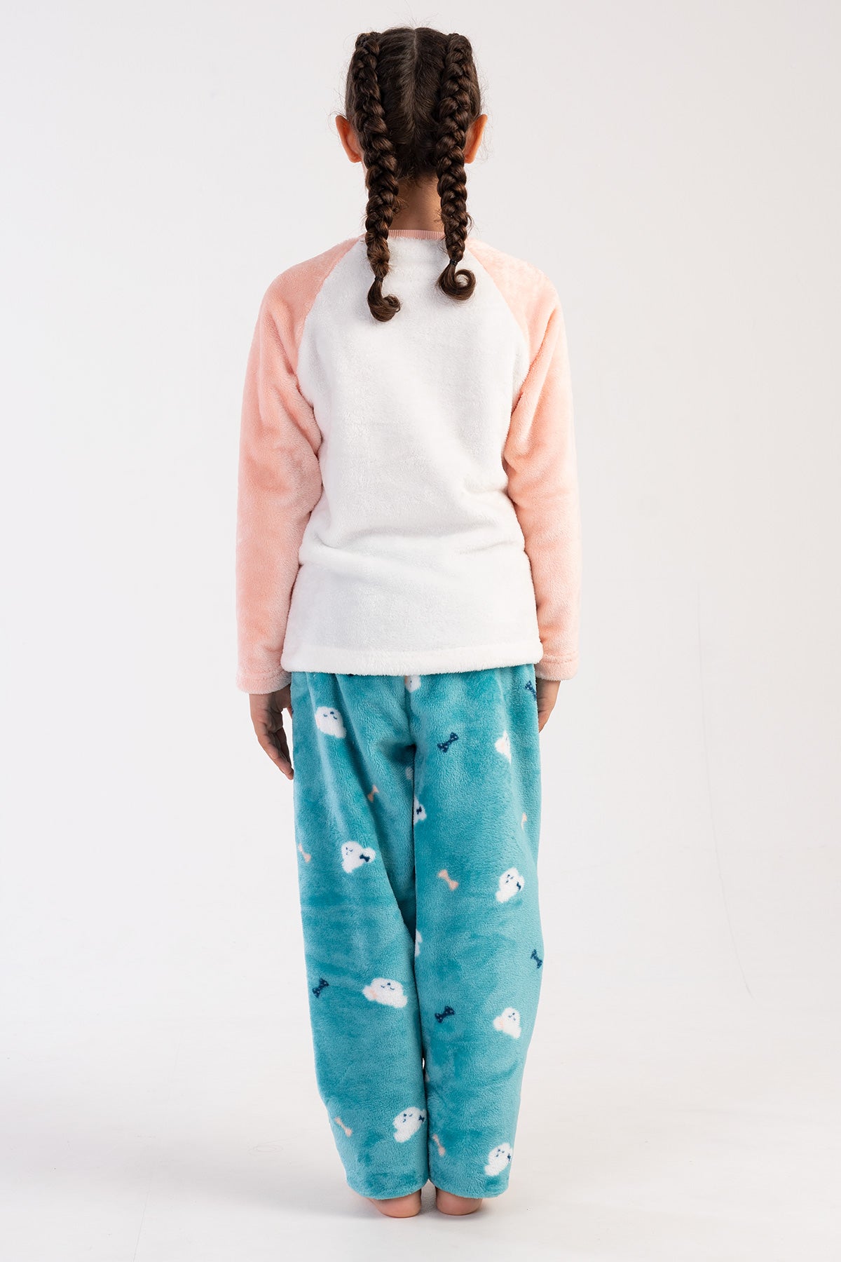 KIZ COCUK SOFT O YAKA REGLAN UZUN KOL ETEGI OVAL PIJAMA TAKIM( 7-8/13-14) - SOFT PINK