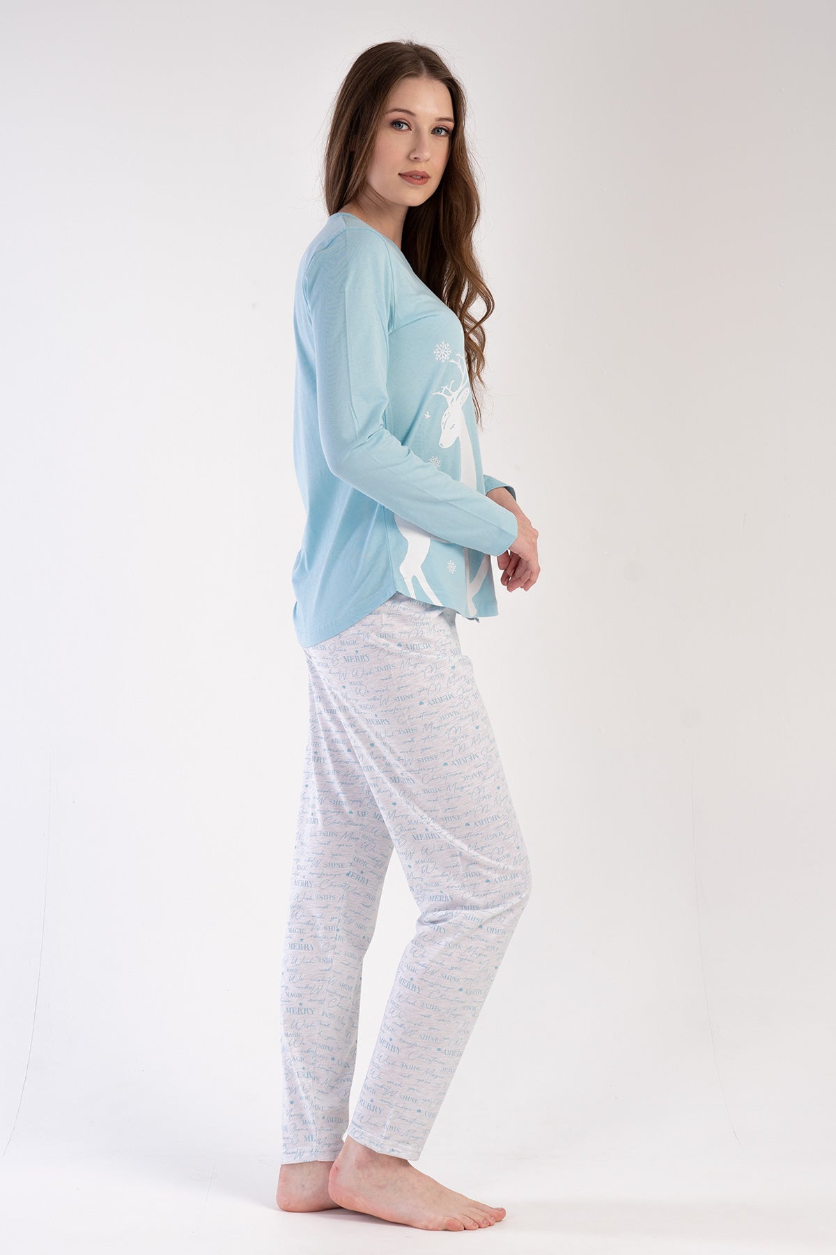 KADIN P.SUPREM O YAKA UZUN KOL ETEGI OVAL PIJAMA TAKIM