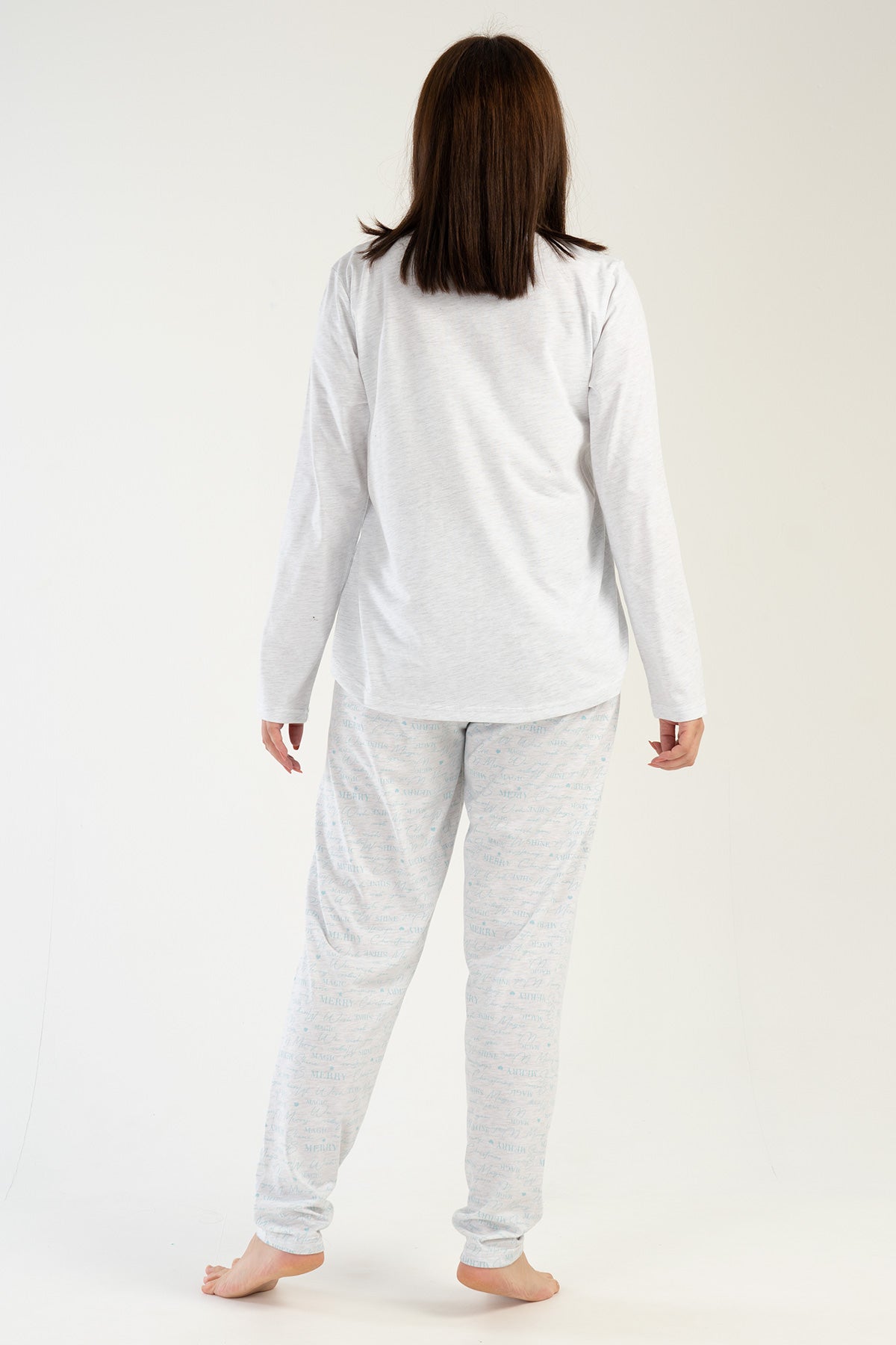 KADIN P.SUPREM XXL O YAKA UZUN KOL ETEGI OVAL PIJAMA TAKIM - GRAY MELANGE