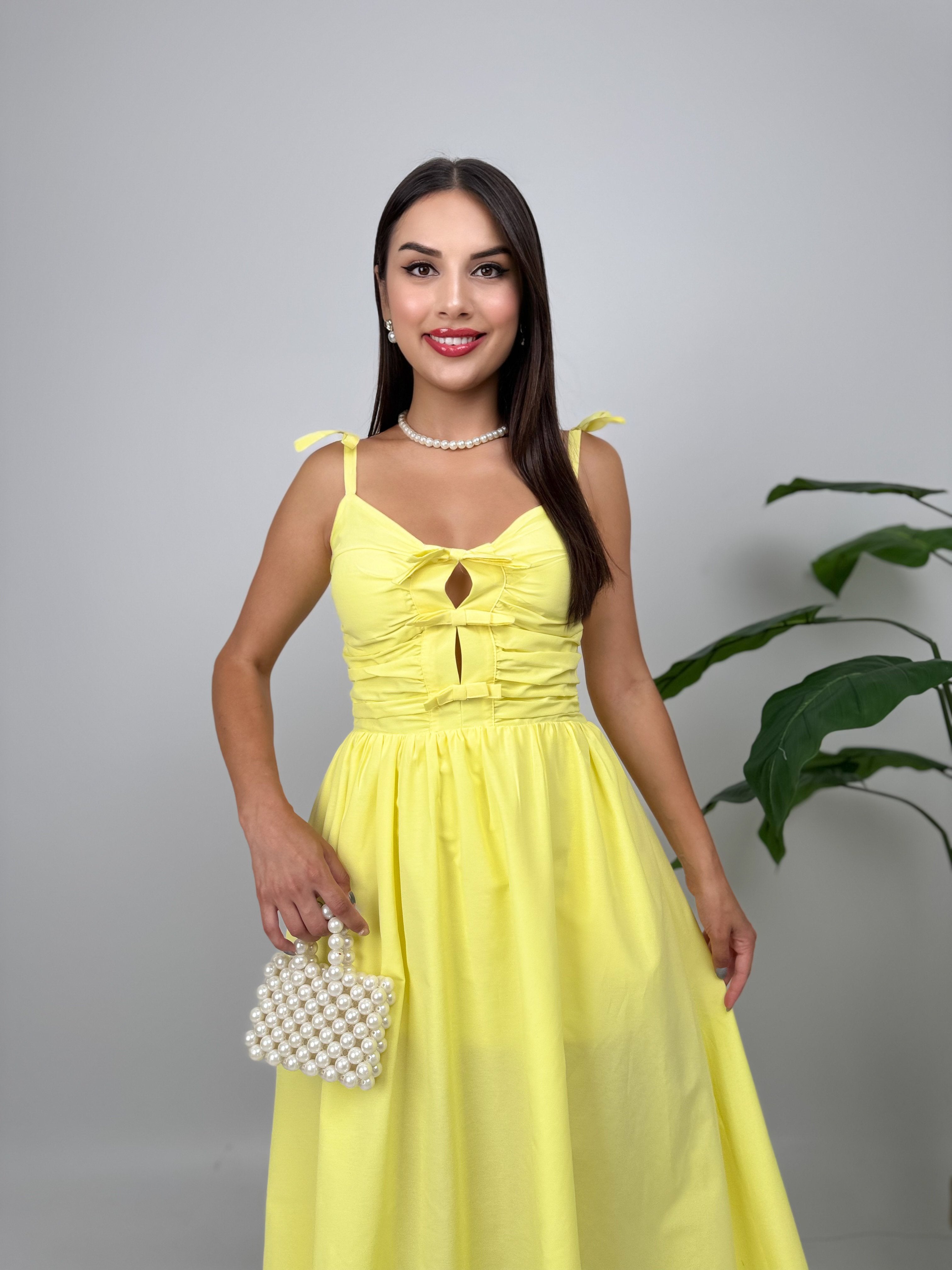 3045 ASKILI GÖĞÜS FİYONKLU ELBİSE