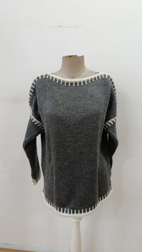 Women's Long Sleeve Boat Neck Knit Blouse, 31651