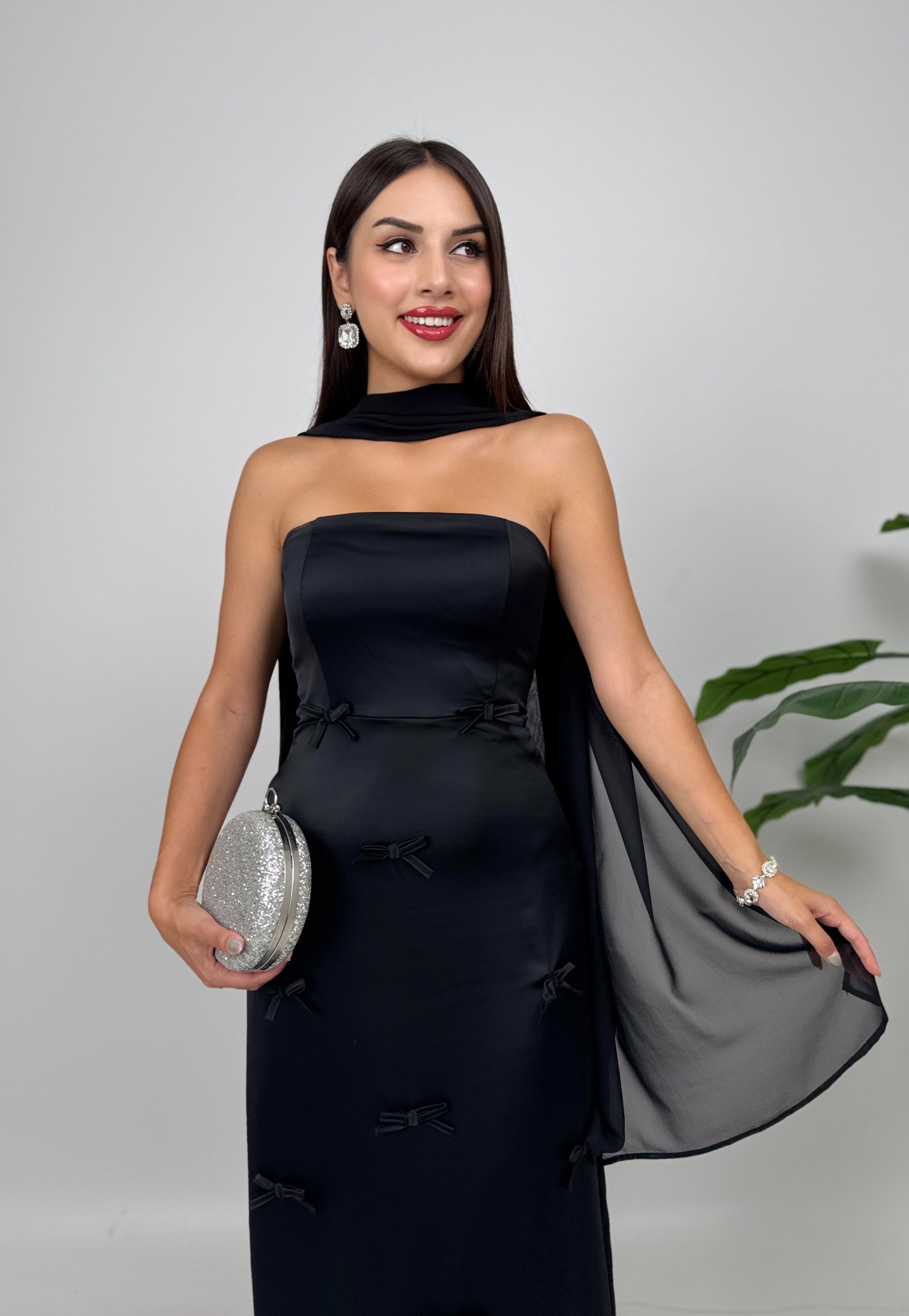 3060 SATEN KURDELELİ ELBİSE