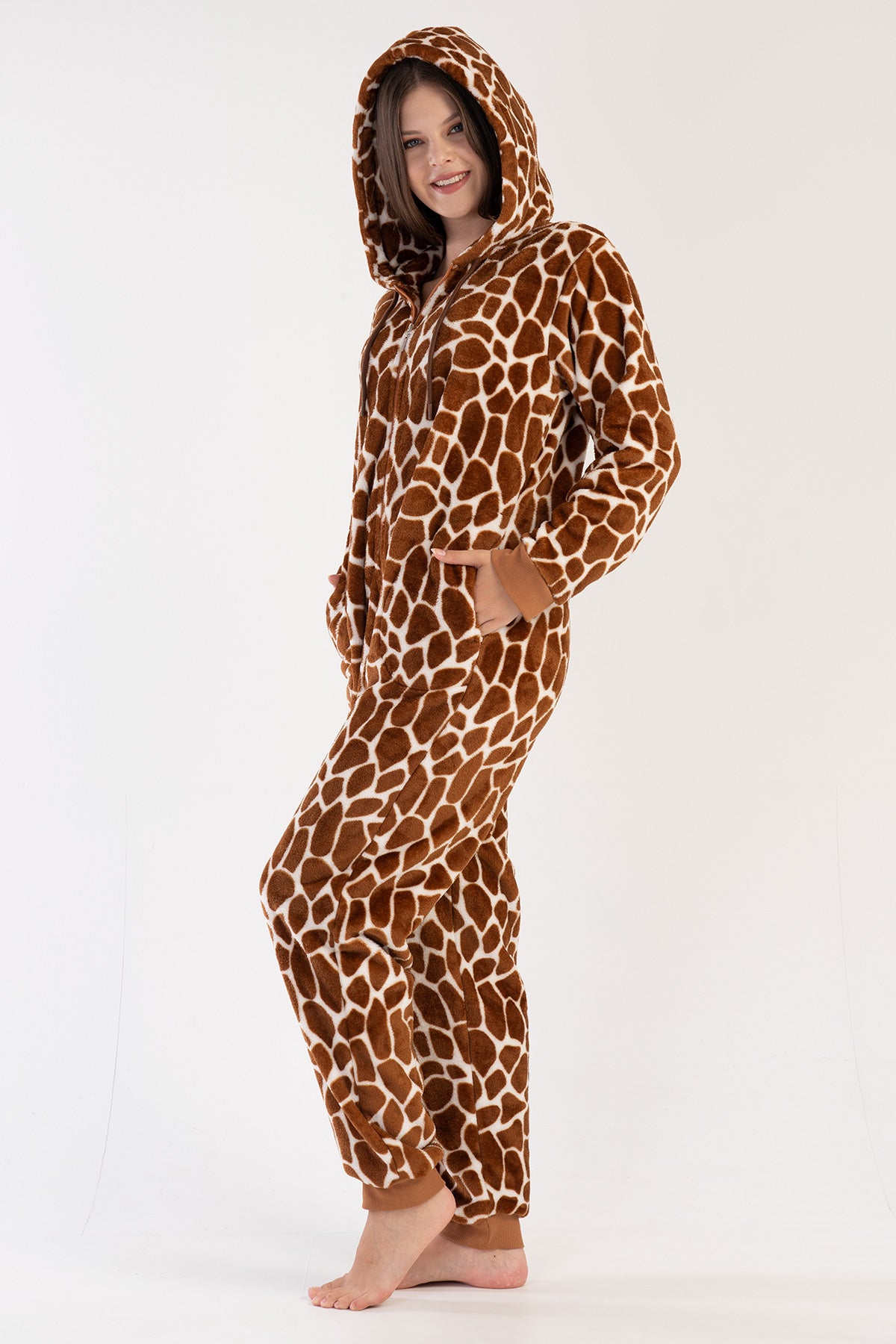 KADIN SOFT KAPSONLU UZUN KOL FERMUARLI MANSETLI CEPLI TULUM