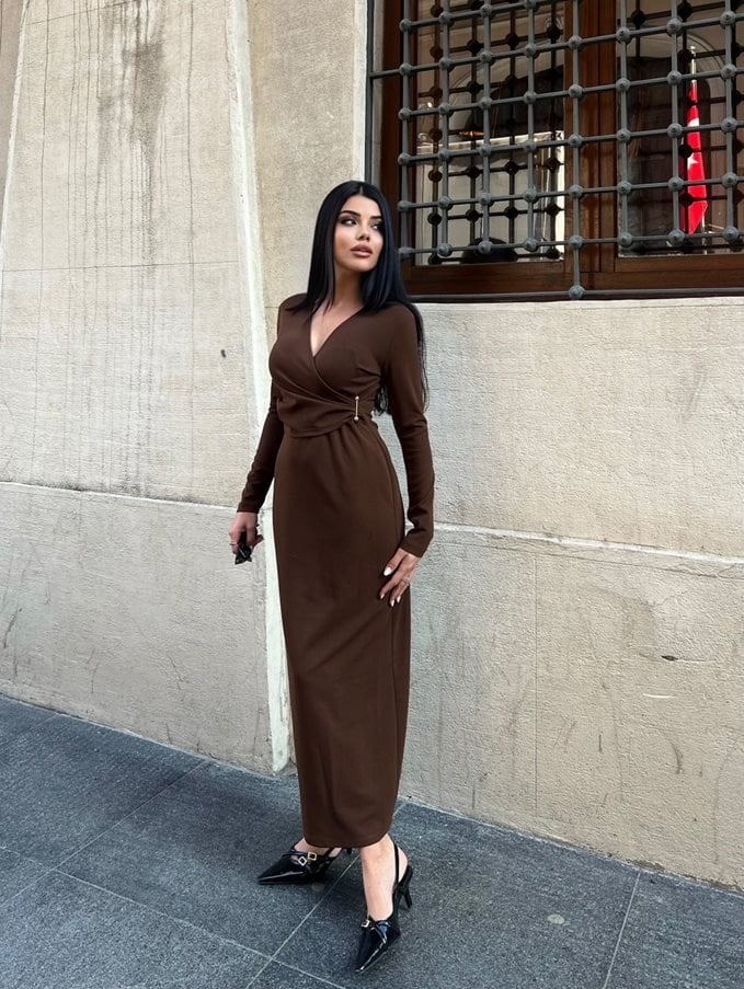3058 ÖNÜ PİLELİ ELBİSE