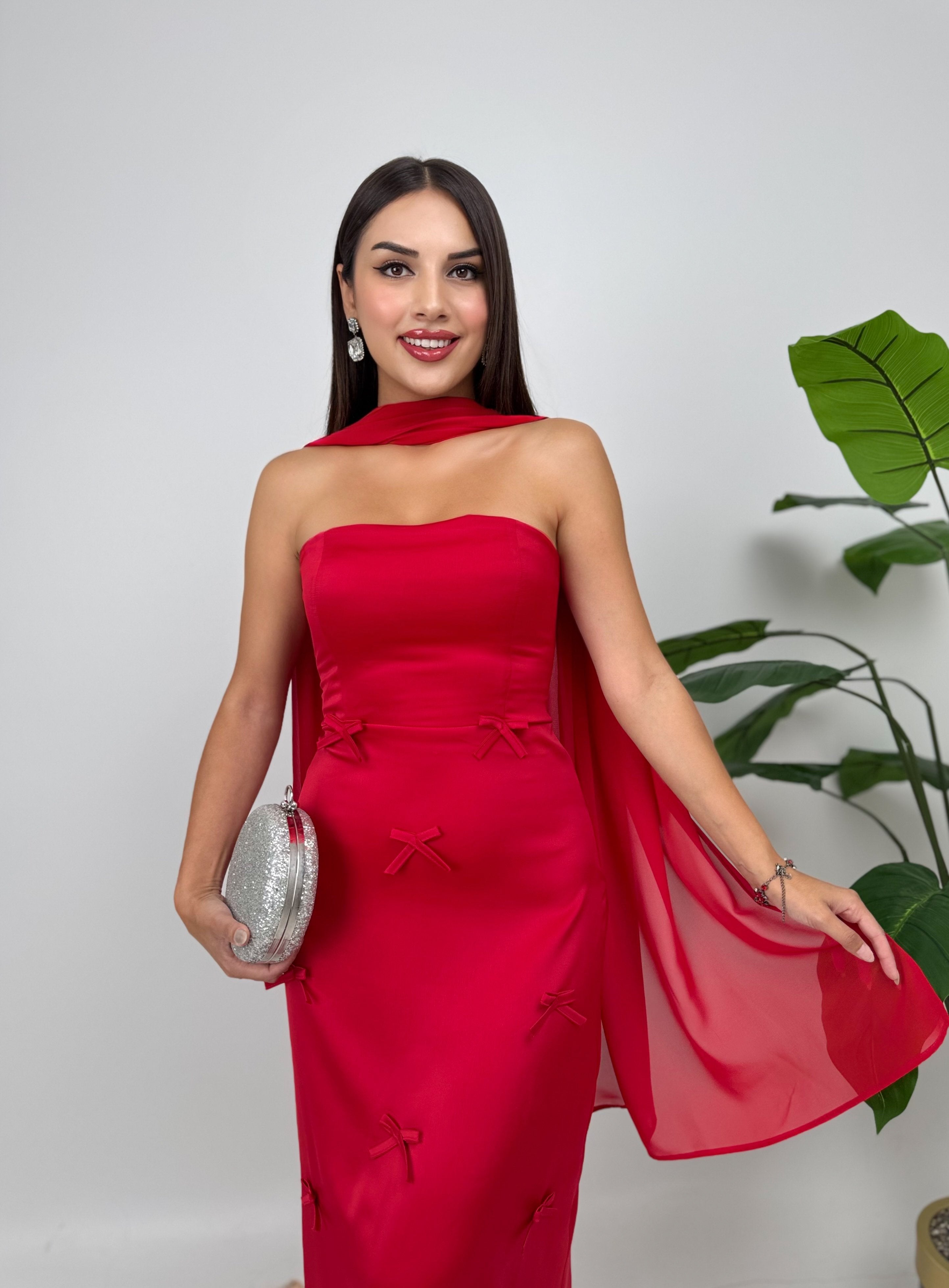 3060 SATEN KURDELELİ ELBİSE