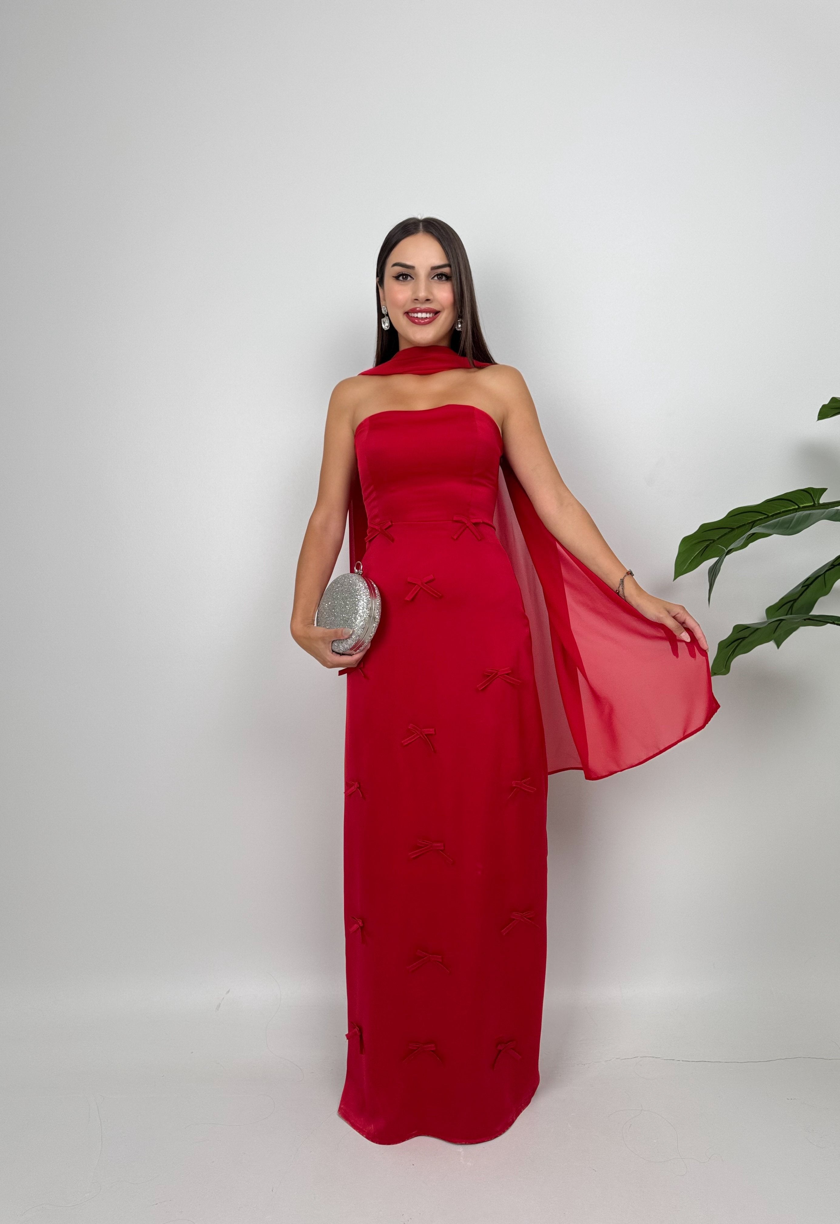 3060 SATEN KURDELELİ ELBİSE