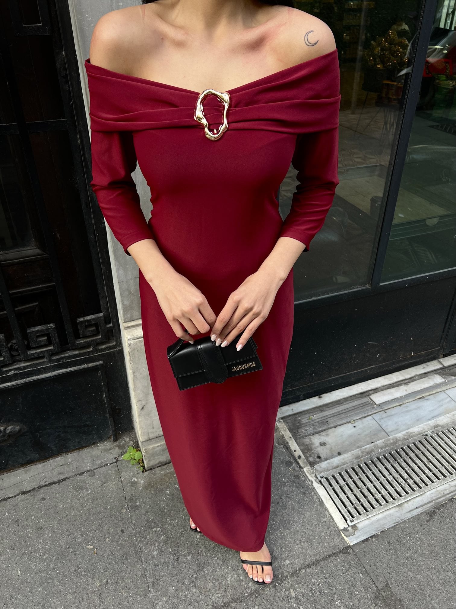 3061 BOAT NECK DRESS WITH ACCESSORIES