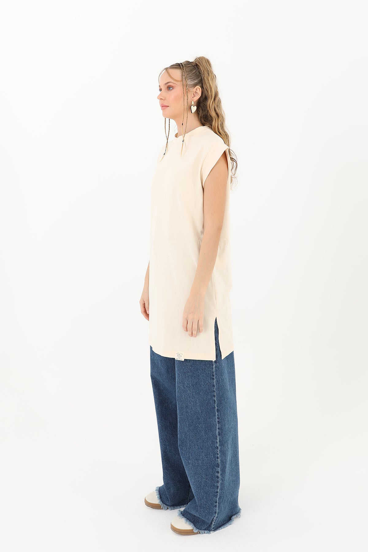 Kadın Basic Kolsuz T-shirt  - 30725TUN