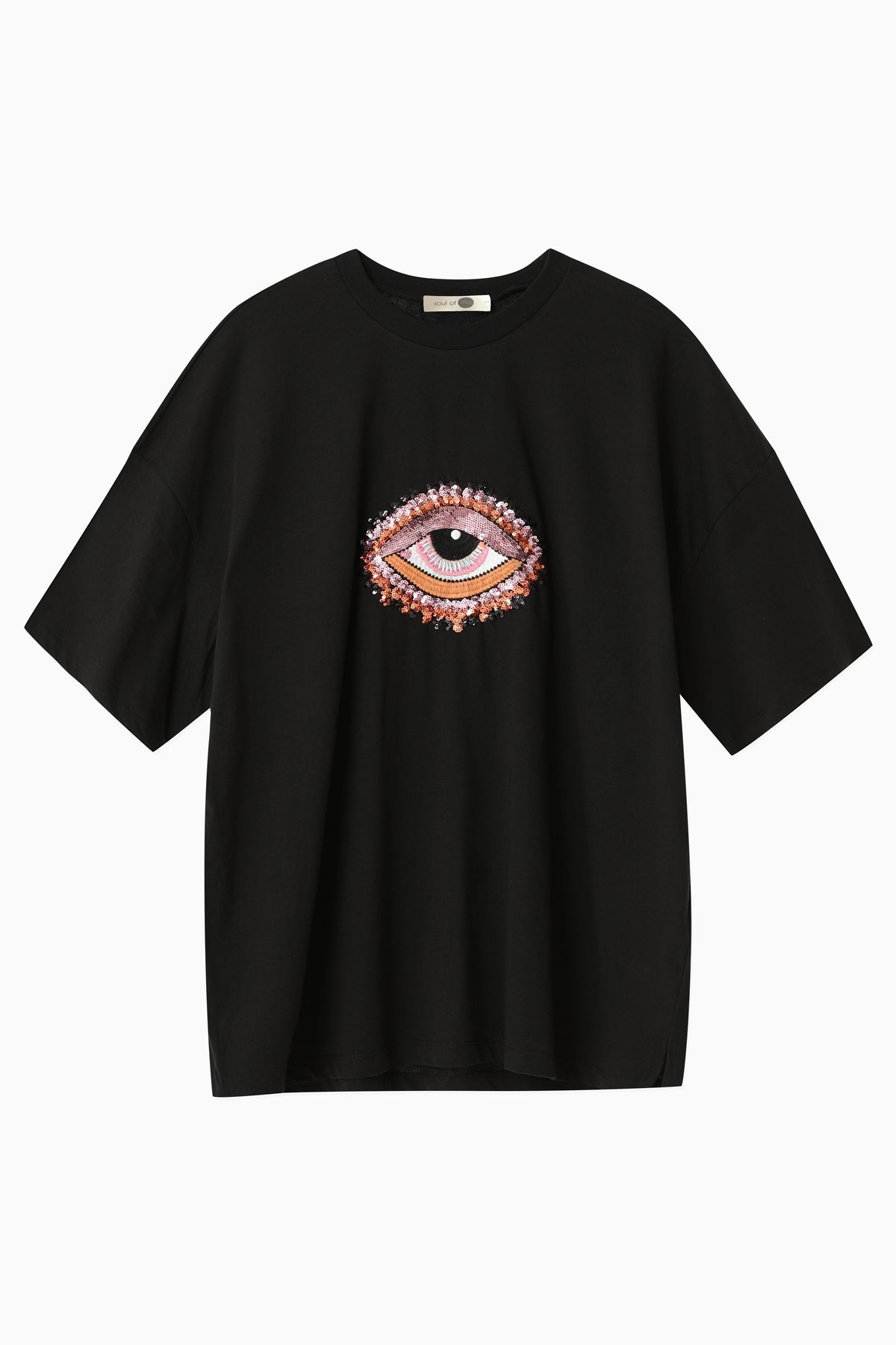 Kadın Önü Boncuk Nakışlı T-Shirt -31395TSH - BLACK