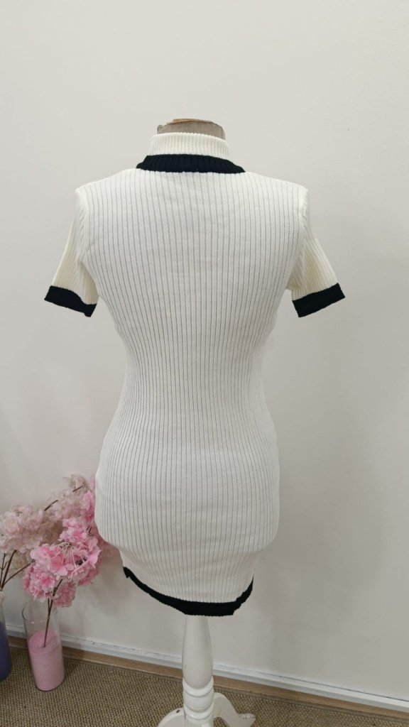 Kadın Kısa Kollu Balıkçı Yaka Kısa Triko Elbise , 31424