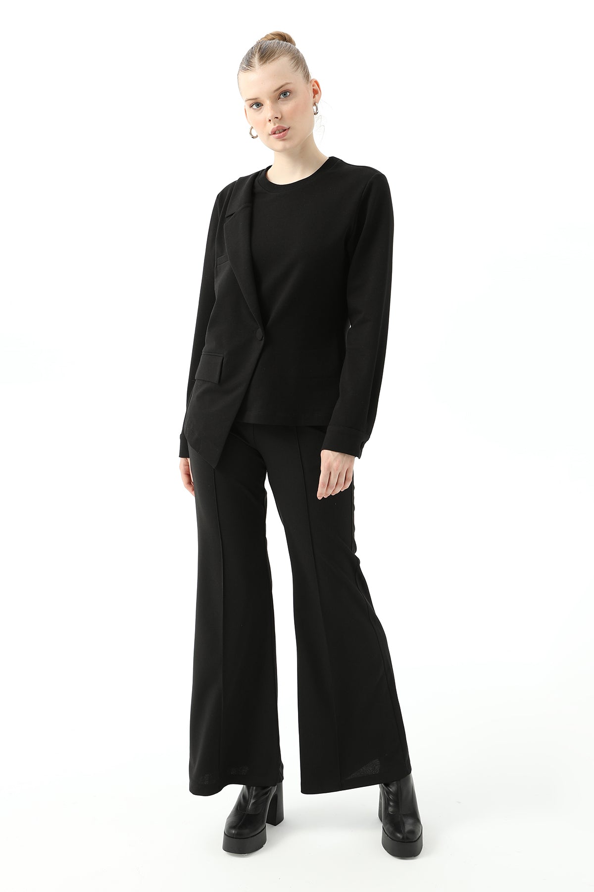 Kadın Ceket Detaylı Sweatshirt - 31441SWT - BLACK