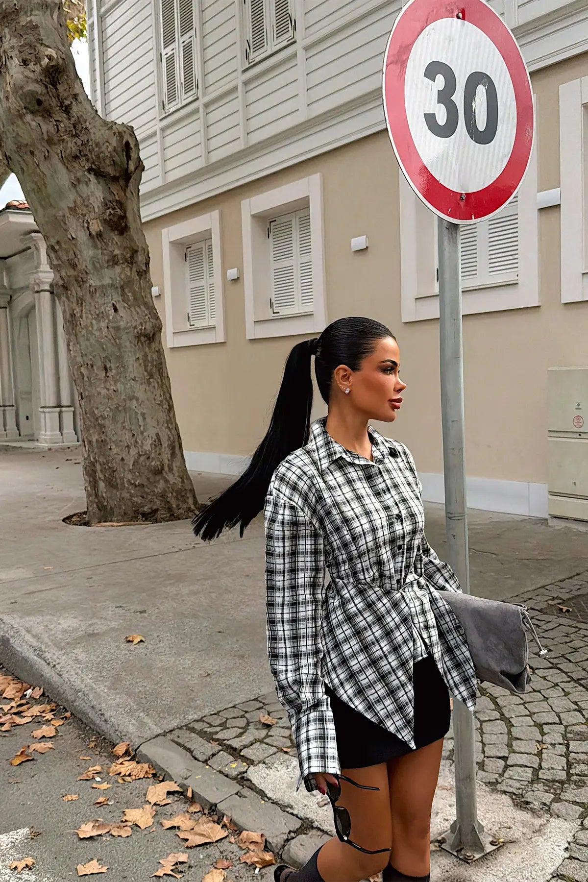 Siyah Pötikareli Gömlek