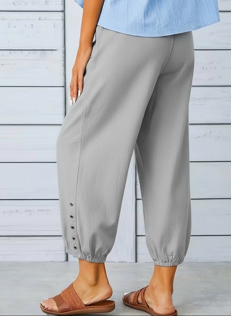 Kadın Beli Lastikli Bağcıklı Düğme Detaylı Pantolon , 34633