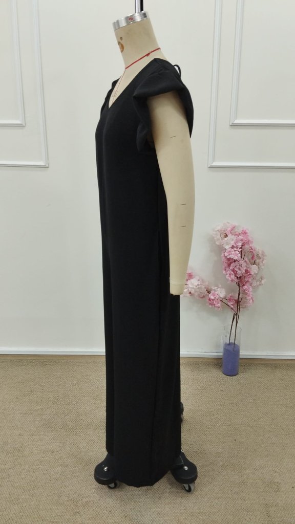 Kadın Kısa Kollu V Yakalı Arkası Derin Bağcıklı Uzun Aerobin Tulum , 34878