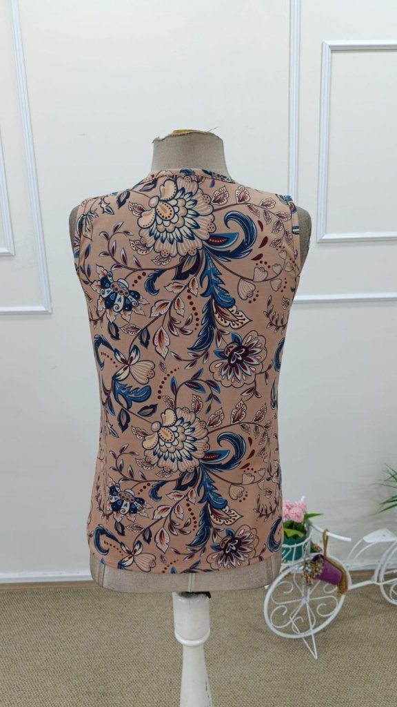 Kadın Askılı V Yakalı Desenli Süprem Bluz, 31861
