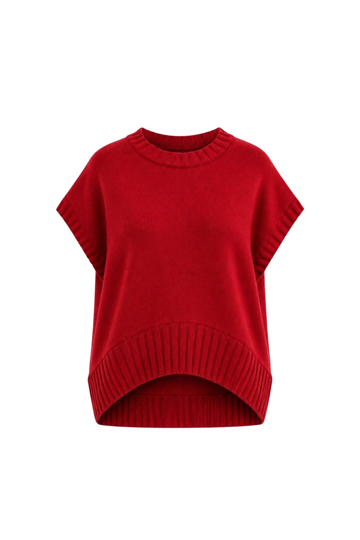 Oversize Basic Triko Süveter - Kırmızı